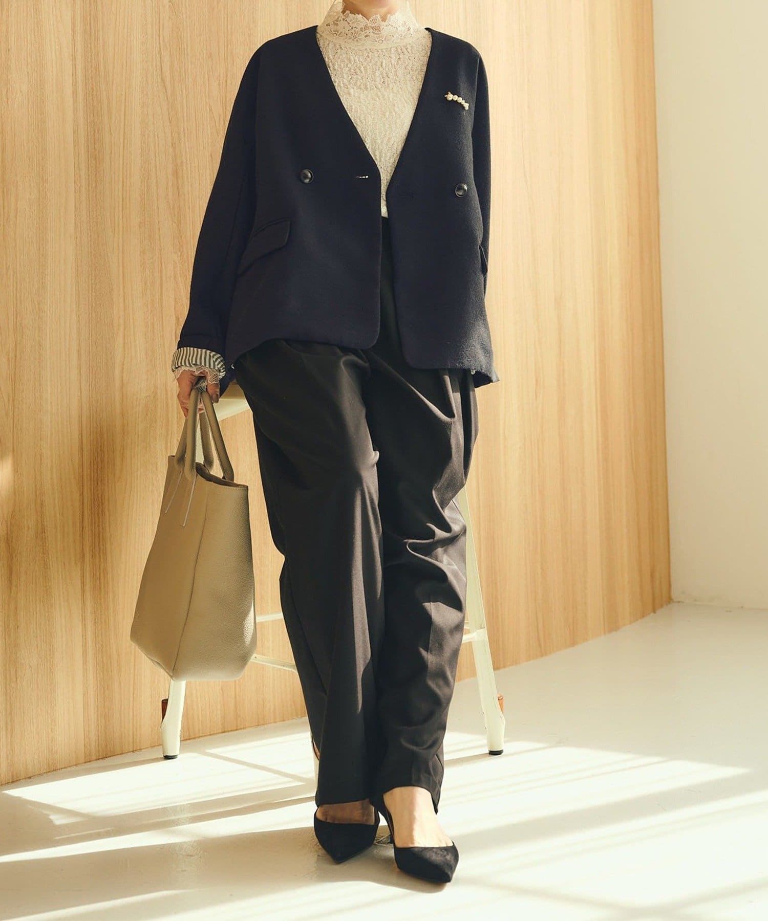 NICE CLAUP / OLIVE des OLIVE OUTLET(ナイスクラップ  / オリーブ デ オリーブ アウトレット) 【PUAL CE CIN】ラペルレスジャケット