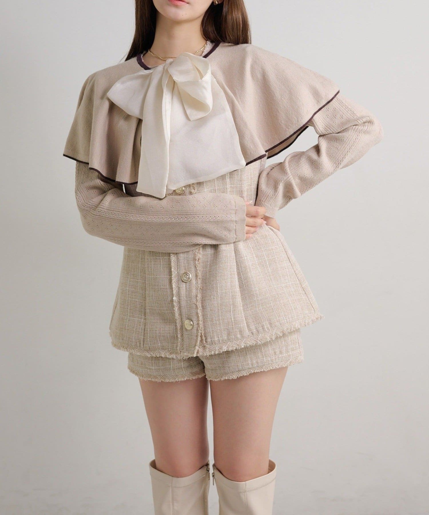 NICE CLAUP / OLIVE des OLIVE OUTLET(ナイスクラップ  / オリーブ デ オリーブ アウトレット) 【Seemi】【セットアップ可能】ツイードショートパンツ