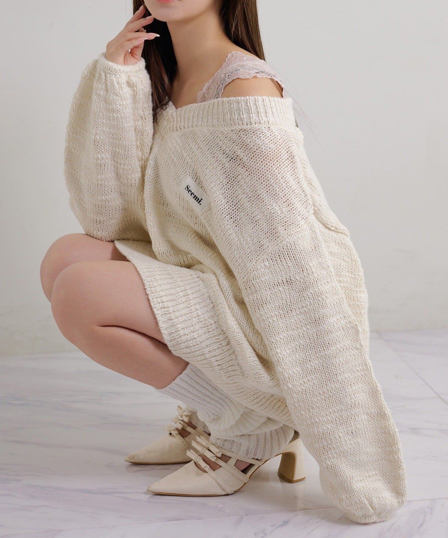 NICE CLAUP / OLIVE des OLIVE OUTLET(ナイスクラップ  / オリーブ デ オリーブ アウトレット) 【Seemi.】スラブニットチュニックワンピース