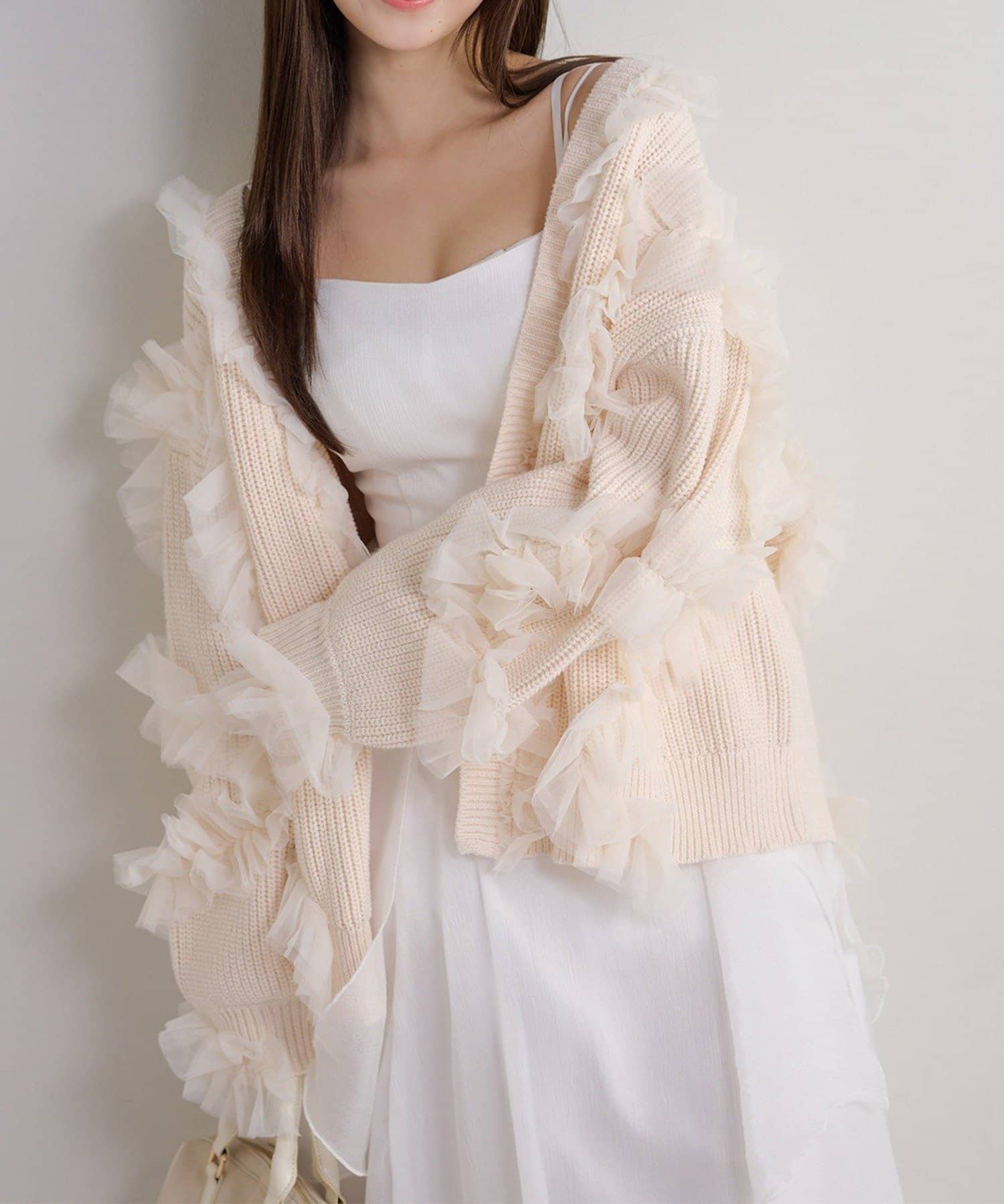 NICE CLAUP / OLIVE des OLIVE OUTLET(ナイスクラップ  / オリーブ デ オリーブ アウトレット) 【Seemi.】チュールガウンカーディガン