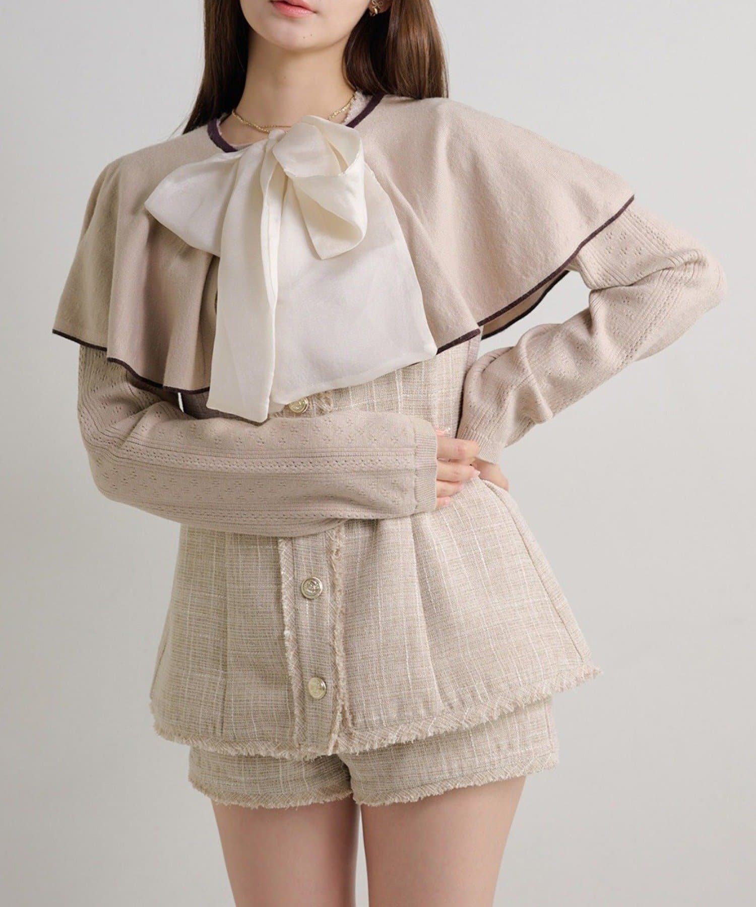 NICE CLAUP / OLIVE des OLIVE OUTLET(ナイスクラップ  / オリーブ デ オリーブ アウトレット) 【Seemi.】【セットアップ可能】金ボタンツイードミニワンピ