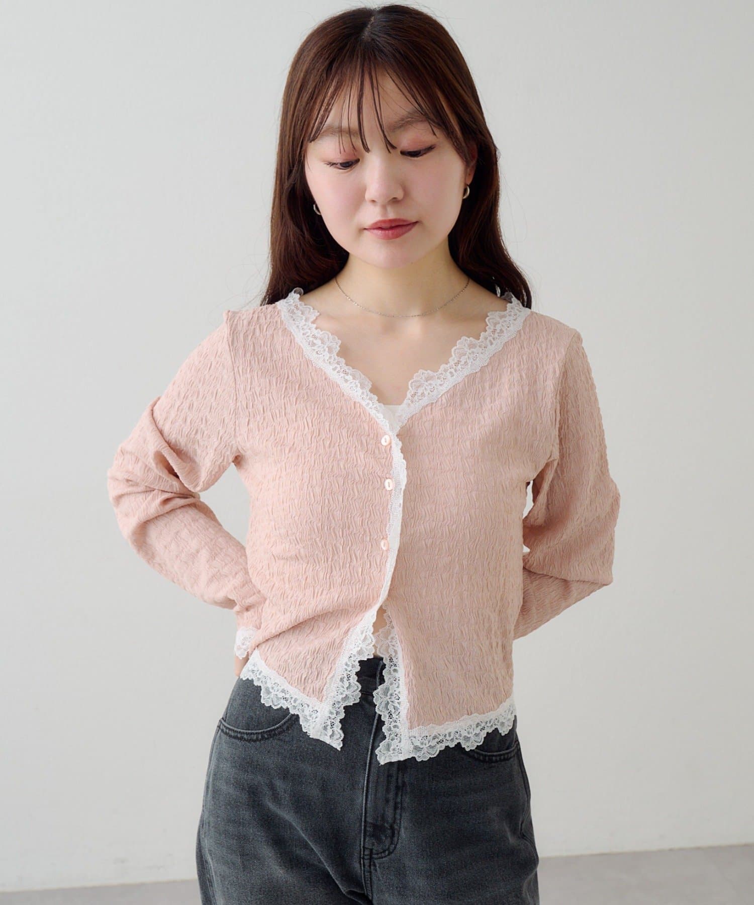 Kastane(カスタネ) レース切替カーディガン