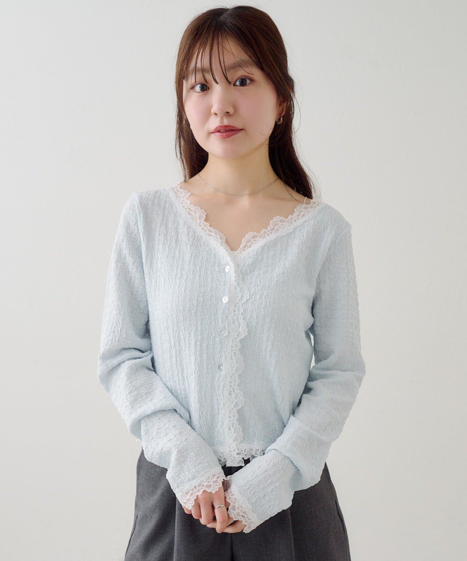 Kastane(カスタネ) レース切替カーディガン