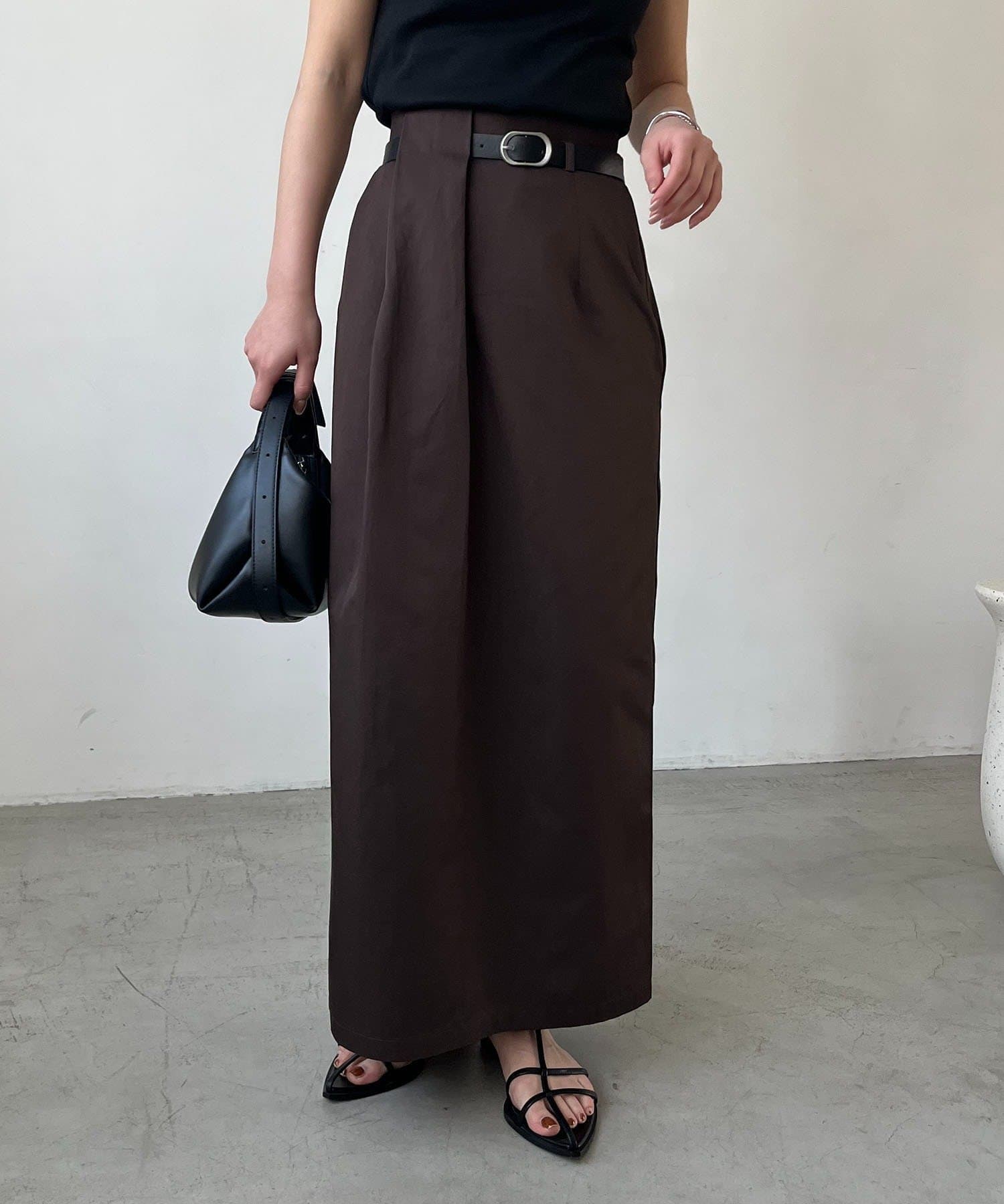 CAPRICIEUX LE'MAGE(カプリシュレマージュ) 【主役級スカート/低身長サイズあり】アシメタックベルト付スカート