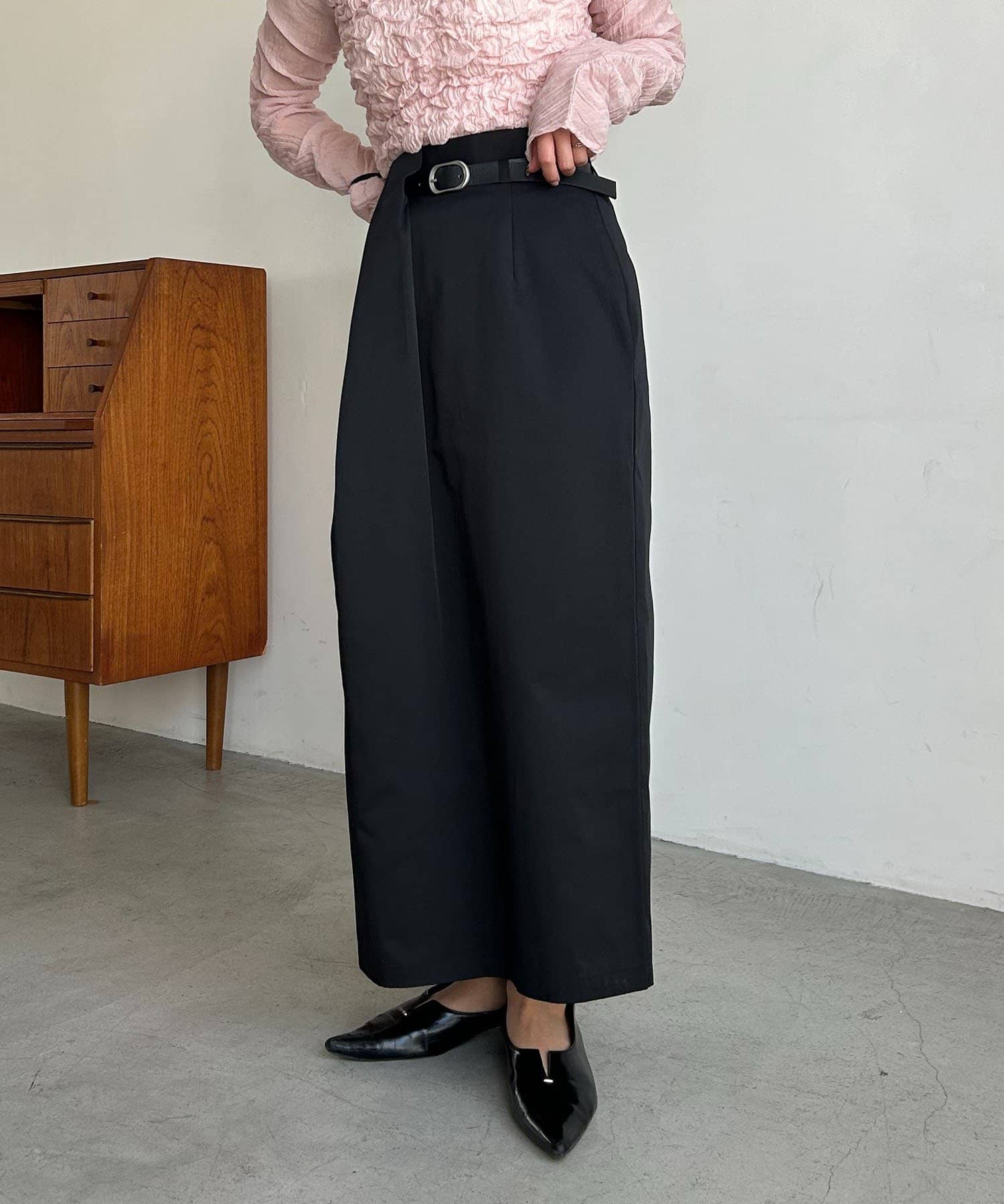 CAPRICIEUX LE'MAGE(カプリシュレマージュ) 【主役級スカート/低身長サイズあり】アシメタックベルト付スカート