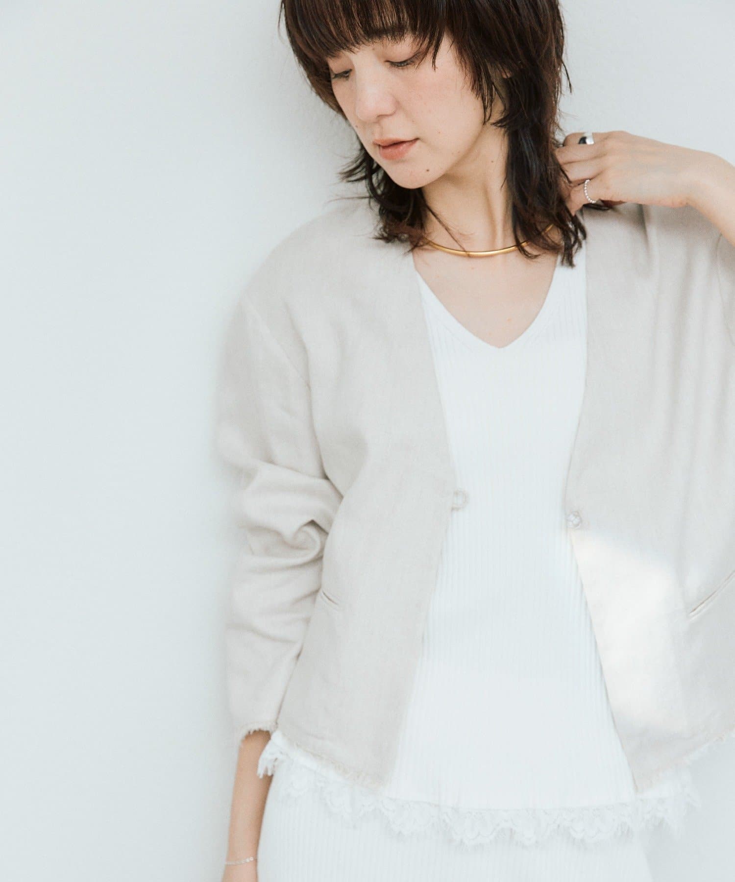 RIVE DROITE(リヴドロワ) 予約【軽量/通気性抜群】ペーパーリネンノーカラージャケット