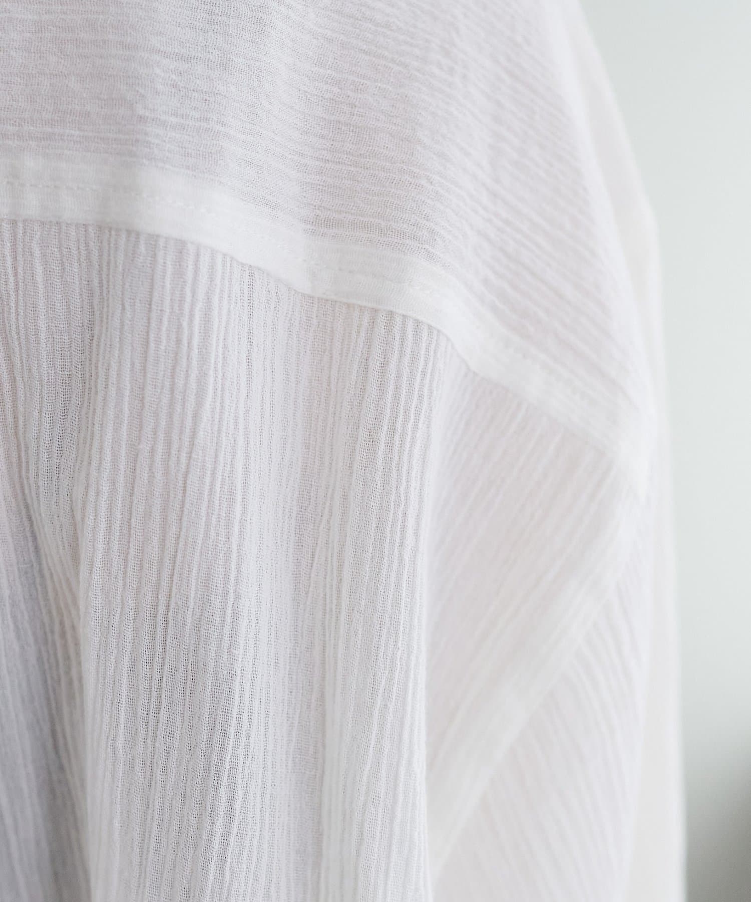 DISCOAT(ディスコート) 【WEB限定】シアー楊柳ノーカラーシャツ