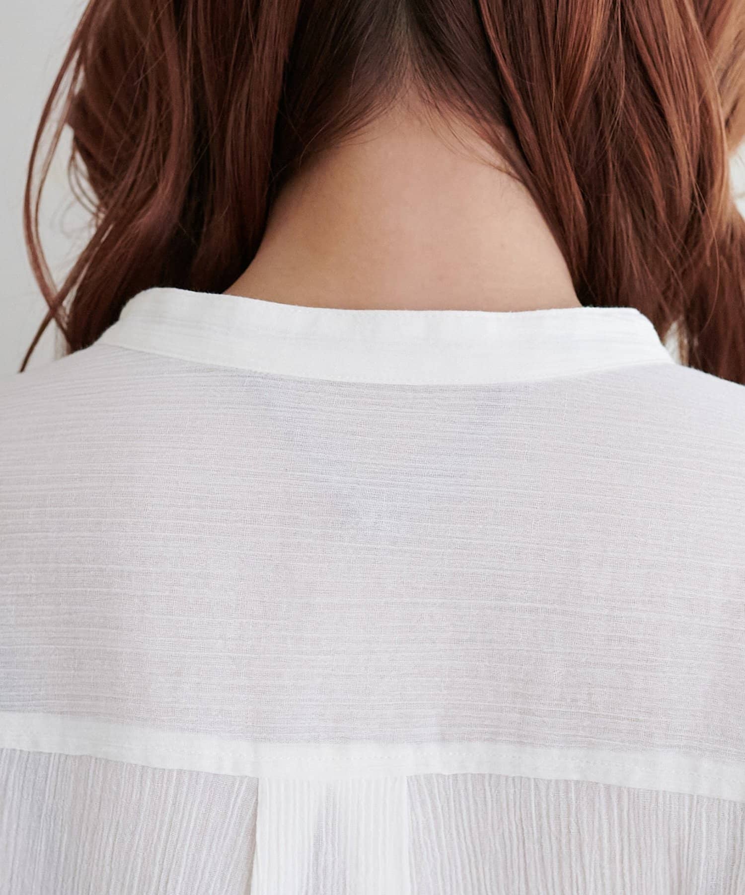 DISCOAT(ディスコート) 【WEB限定】シアー楊柳ノーカラーシャツ