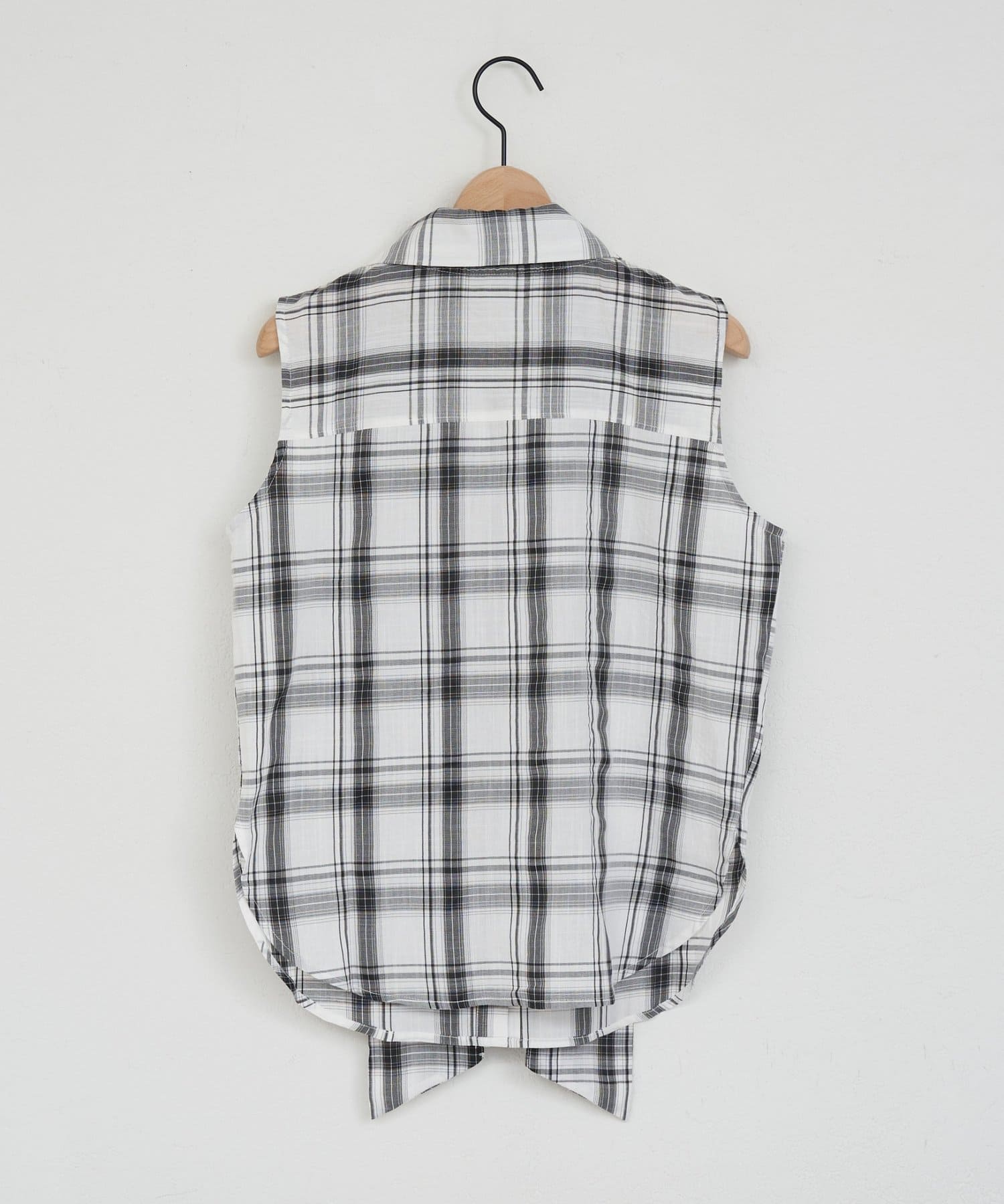 DISCOAT(ディスコート) 【WEB限定】チェックボウタイノースリーブブラウス