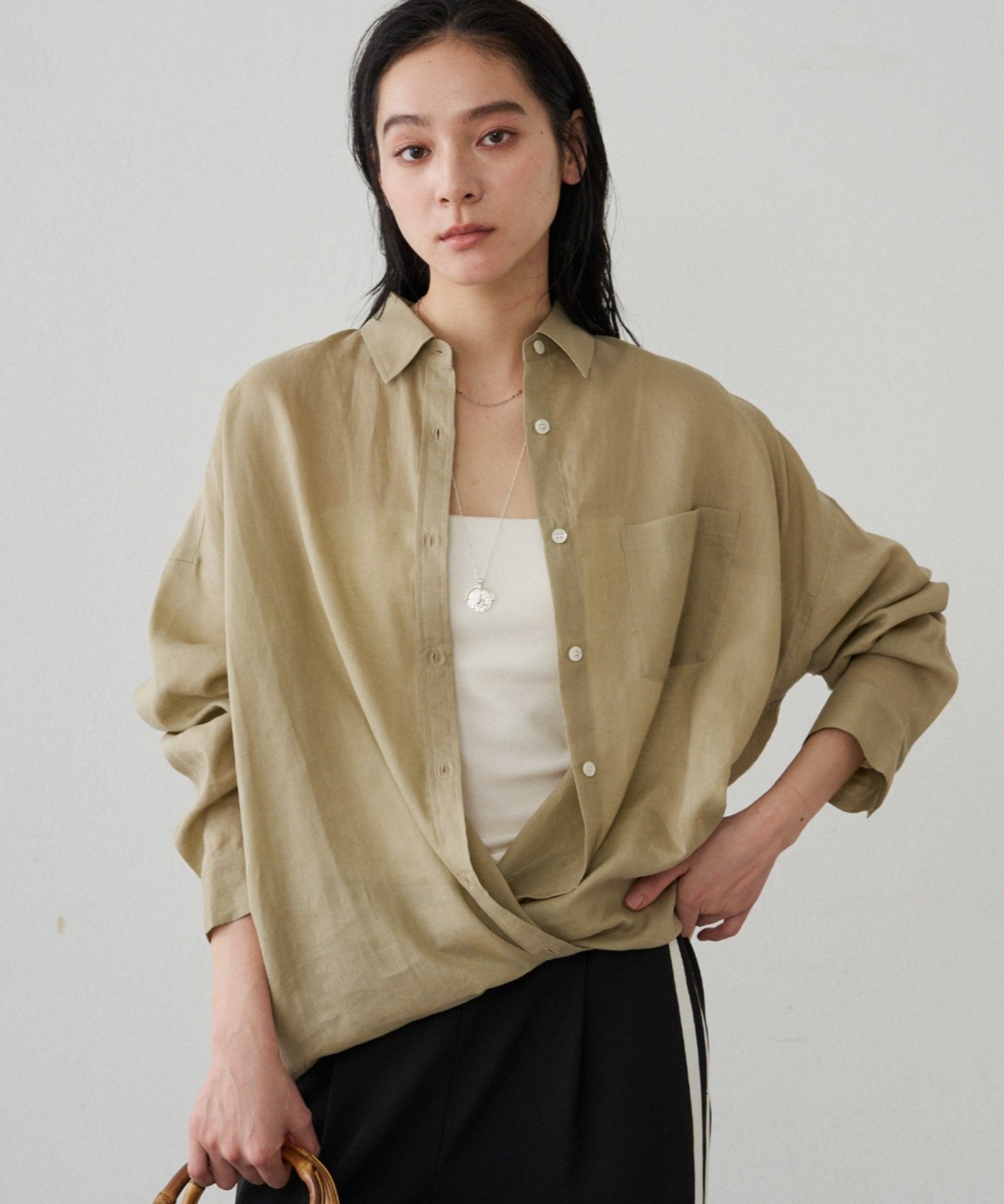 LOUNGEDRESS(ラウンジドレス) カシュクール2wayリネンシャツ