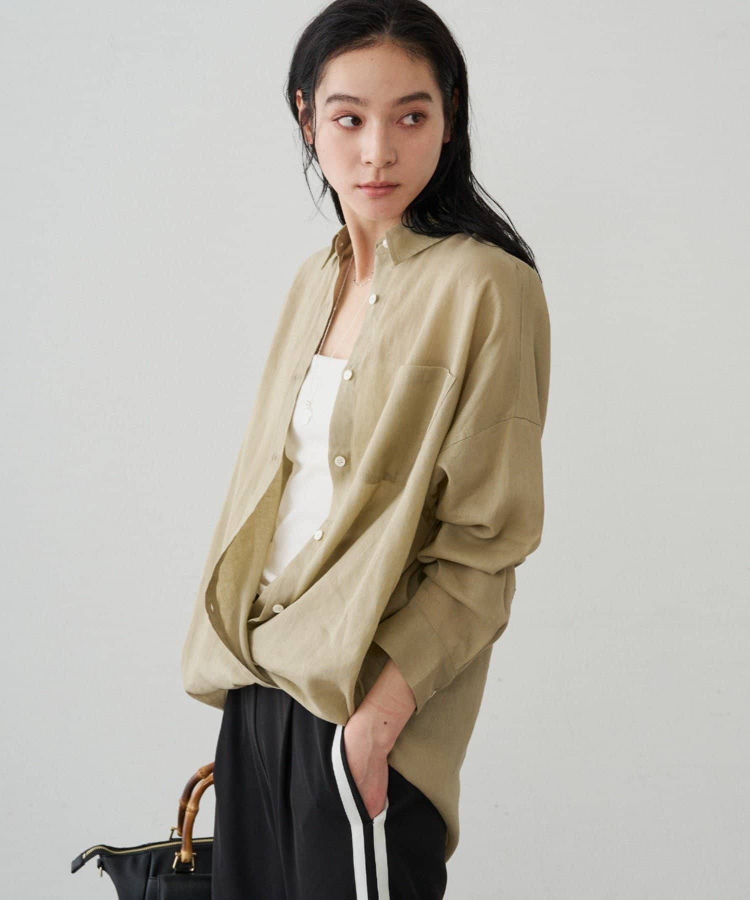 LOUNGEDRESS(ラウンジドレス) カシュクール2wayリネンシャツ