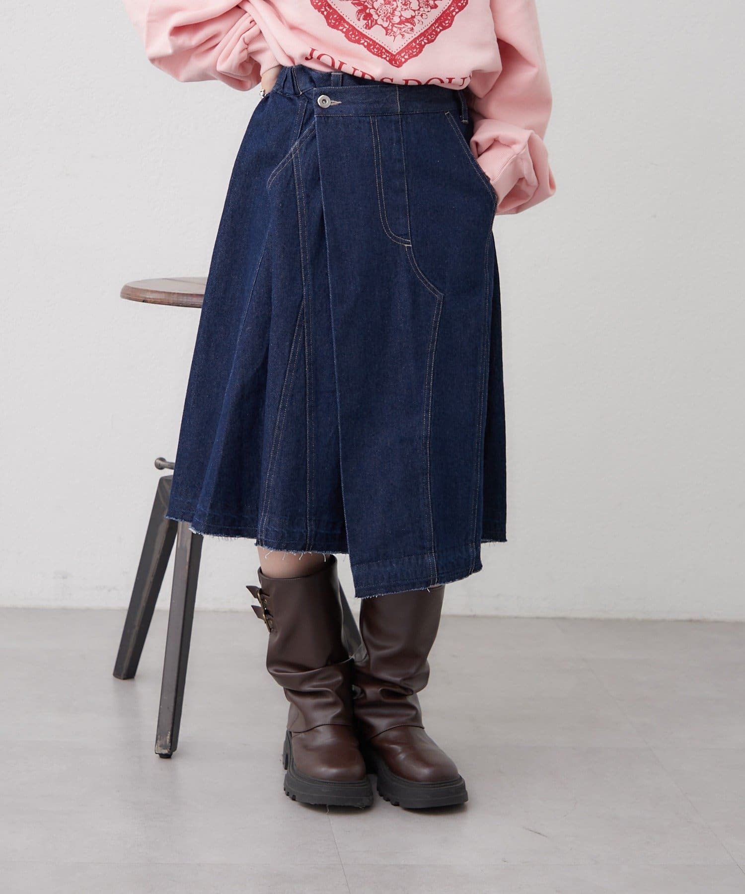 OUTLET(アウトレット) 【w closet】デニムミディスカート