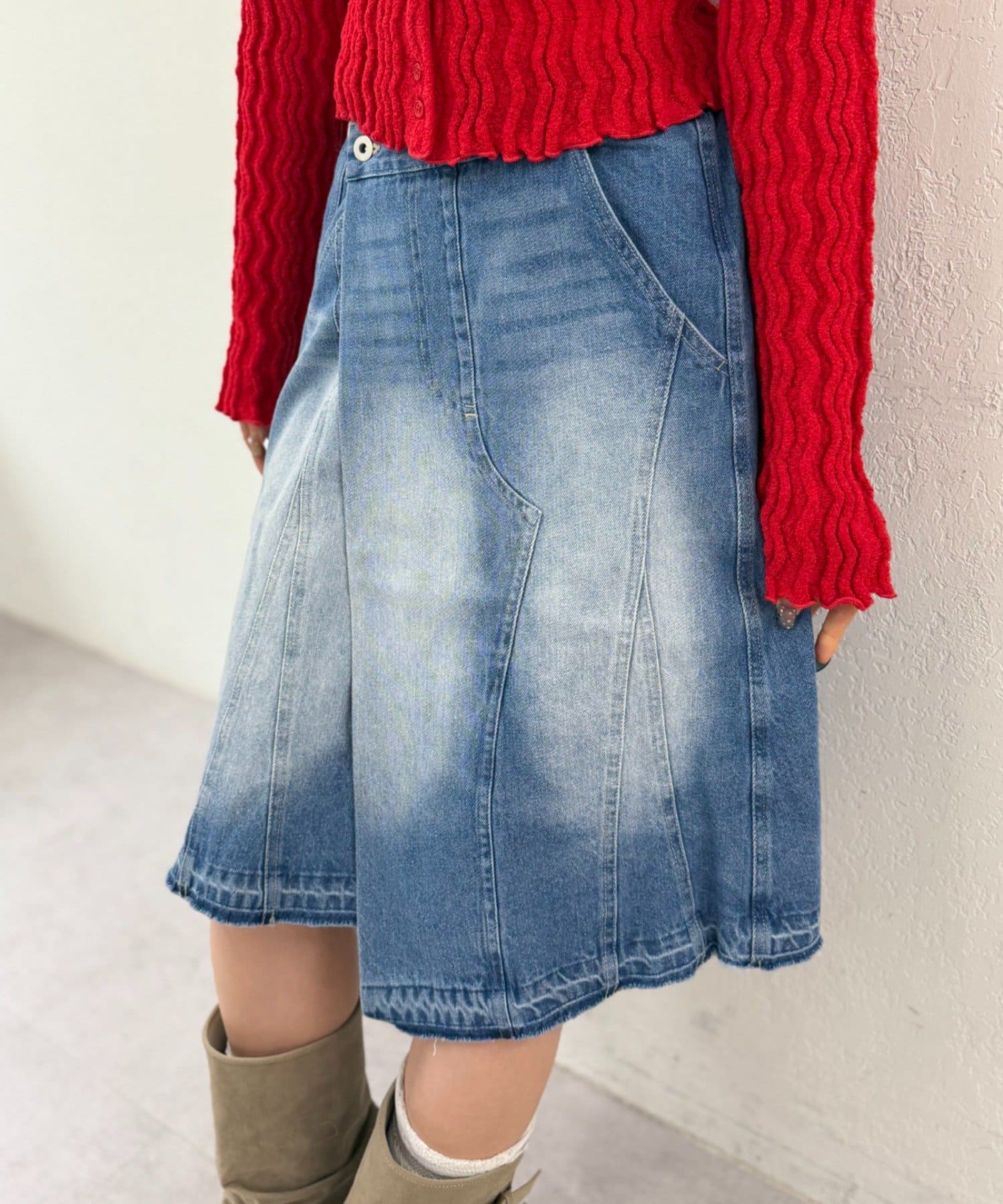 OUTLET(アウトレット) 【w closet】デニムミディスカート