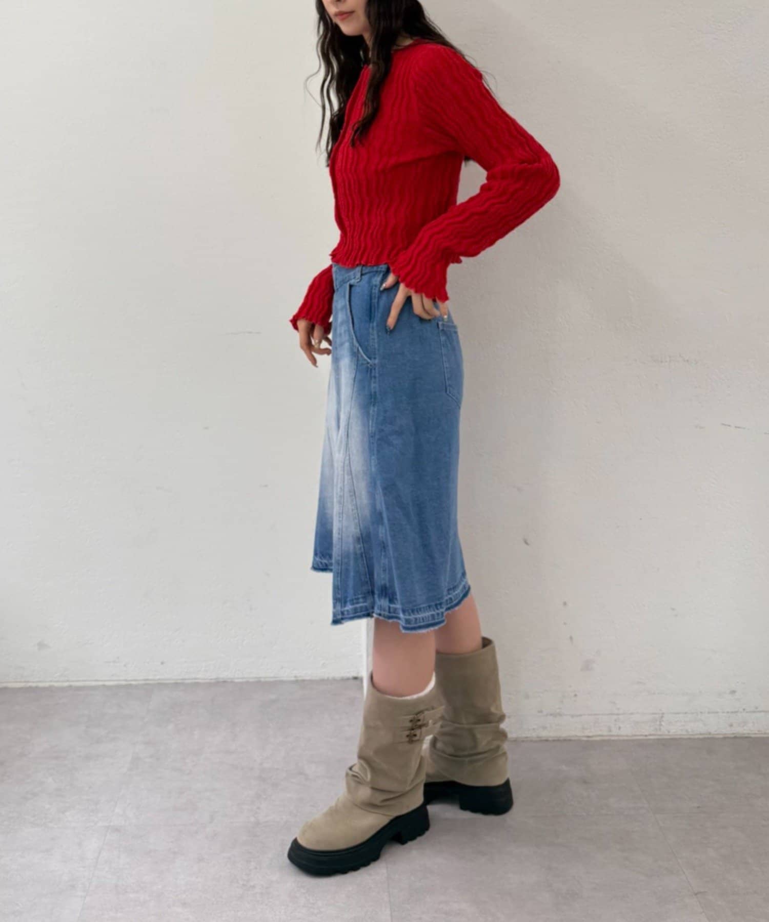 OUTLET(アウトレット) 【w closet】デニムミディスカート