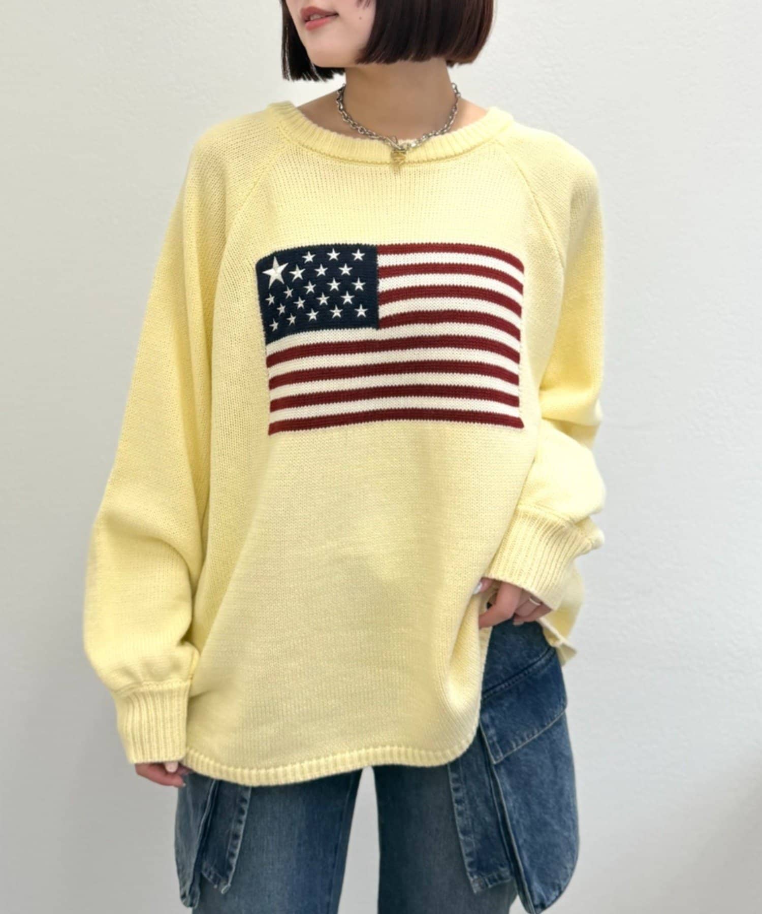 OUTLET(アウトレット) 【w closet】星条旗ニット