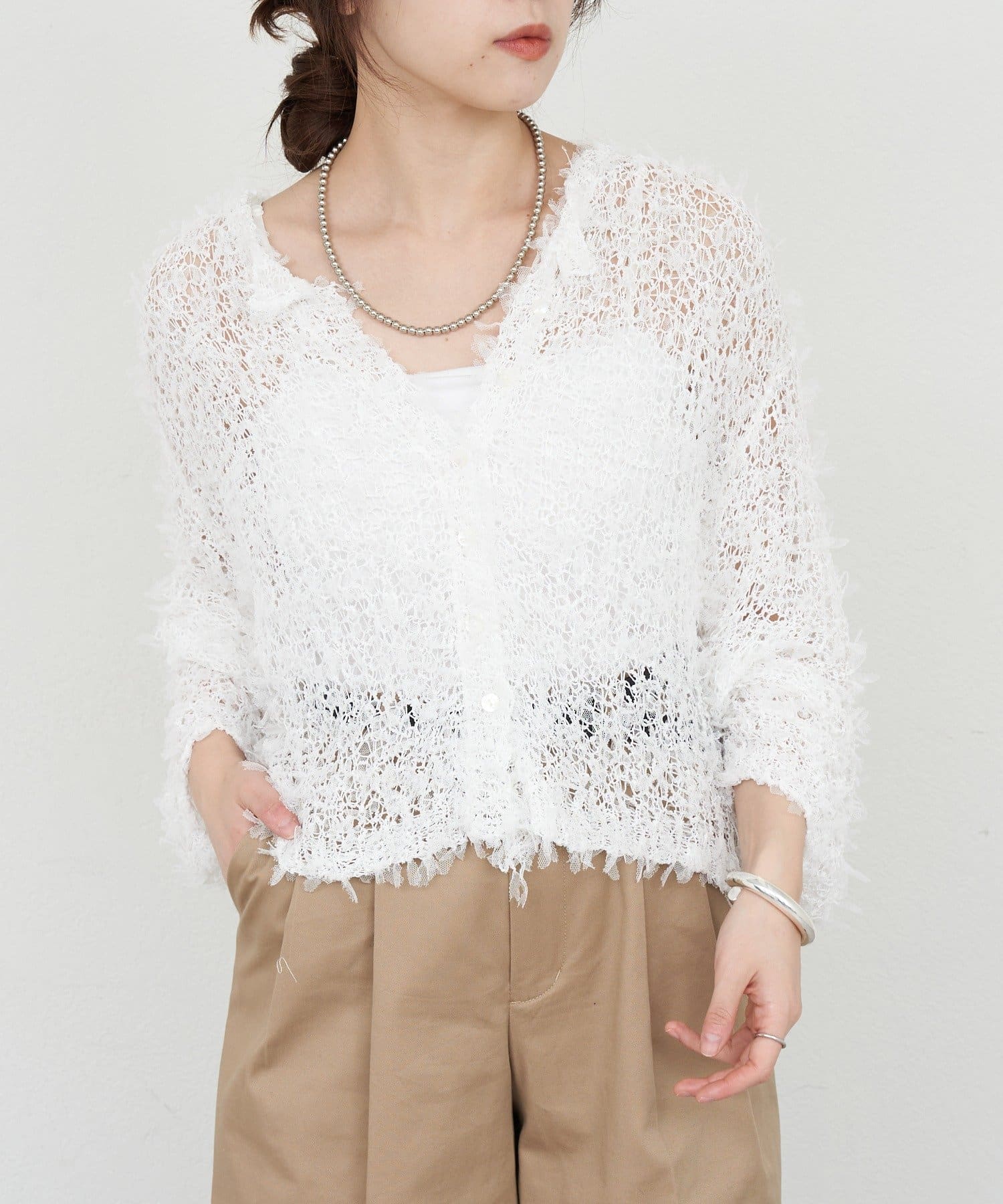 OUTLET(アウトレット) 【SHENERY】チュールヤーンネップカーディガン