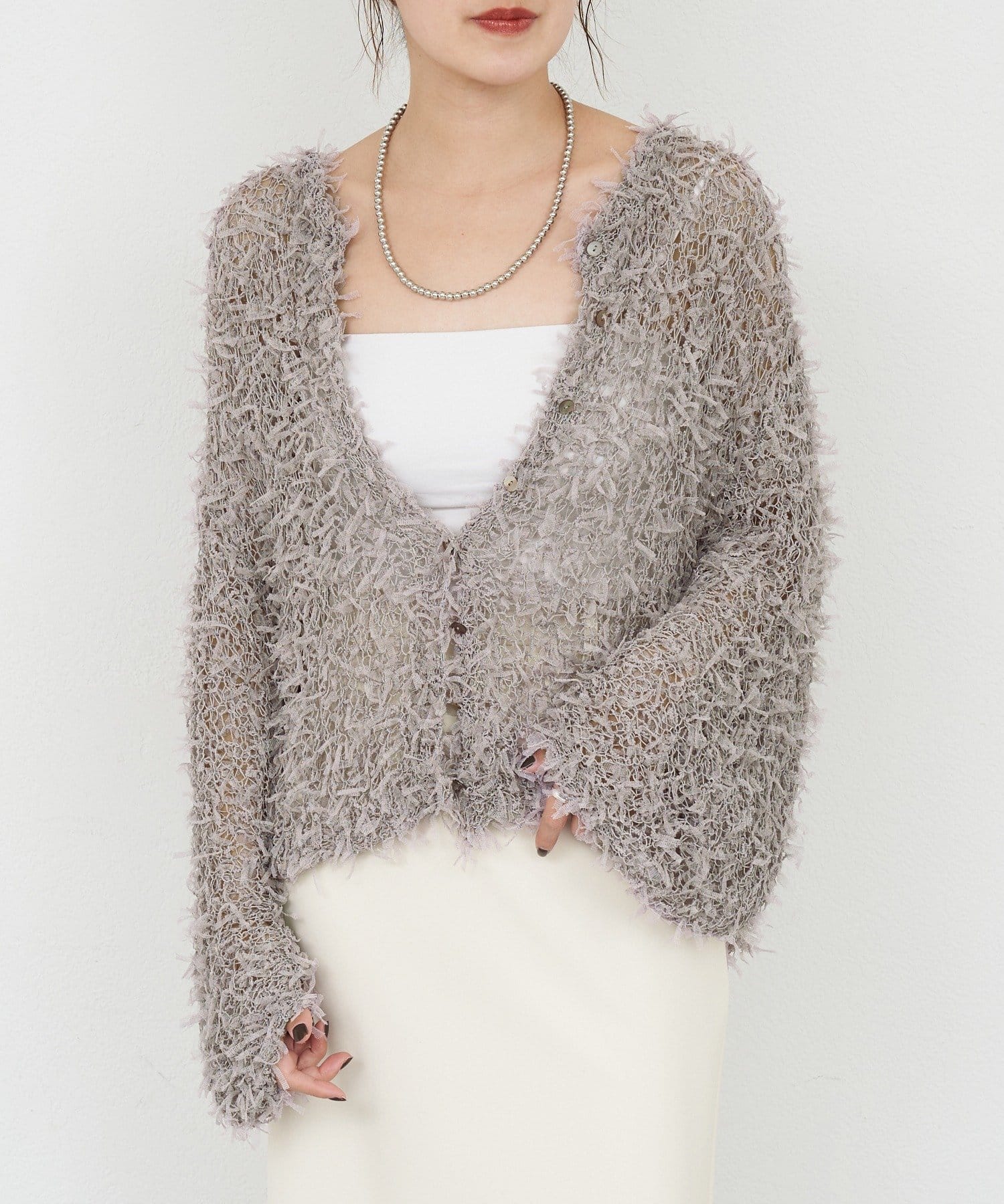 OUTLET(アウトレット) 【SHENERY】チュールヤーンネップカーディガン