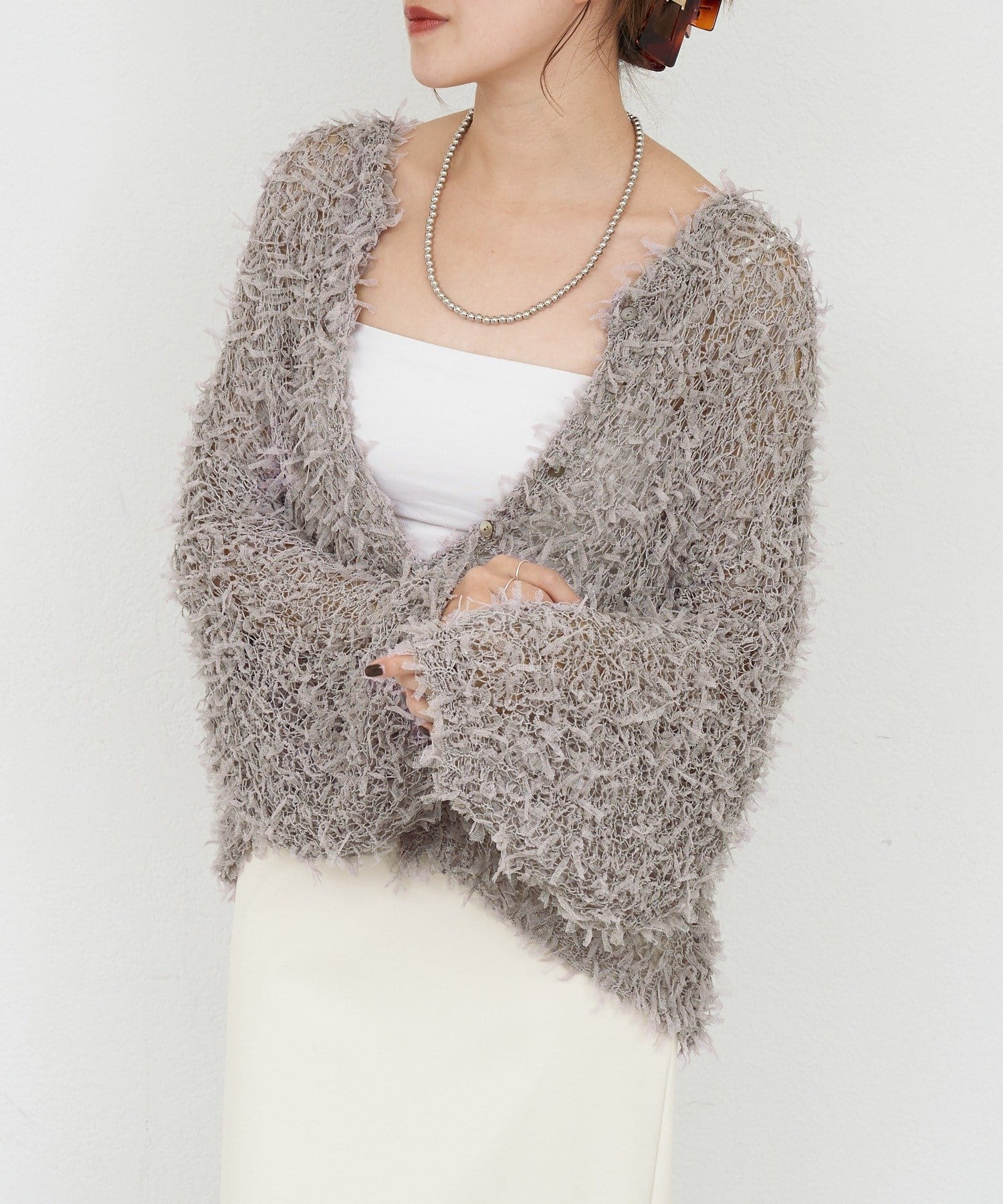 OUTLET(アウトレット) 【SHENERY】チュールヤーンネップカーディガン