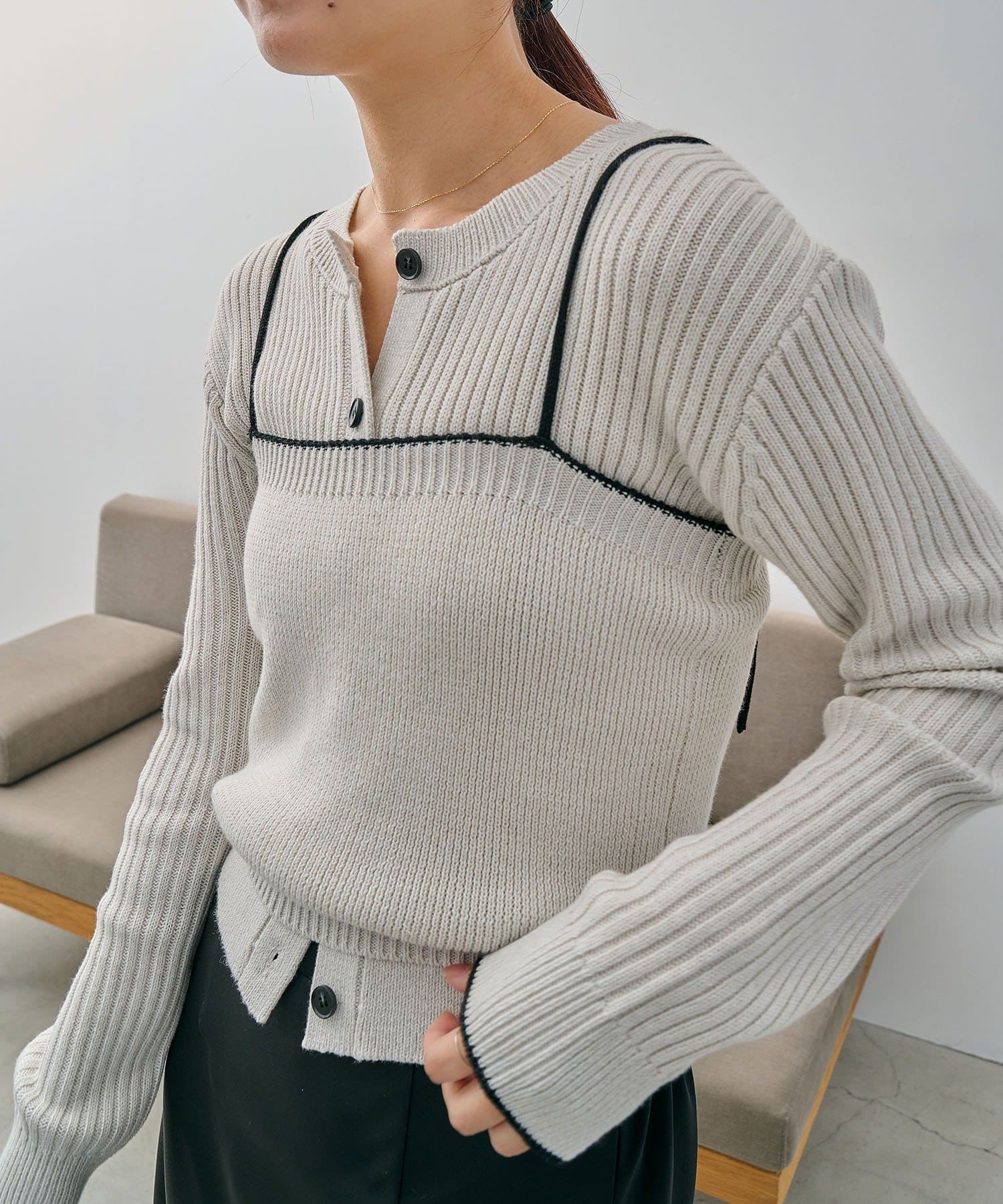 OUTLET(アウトレット) 【CAPRICIEUX LE'MAGE】メランジキャミSETカーディガン