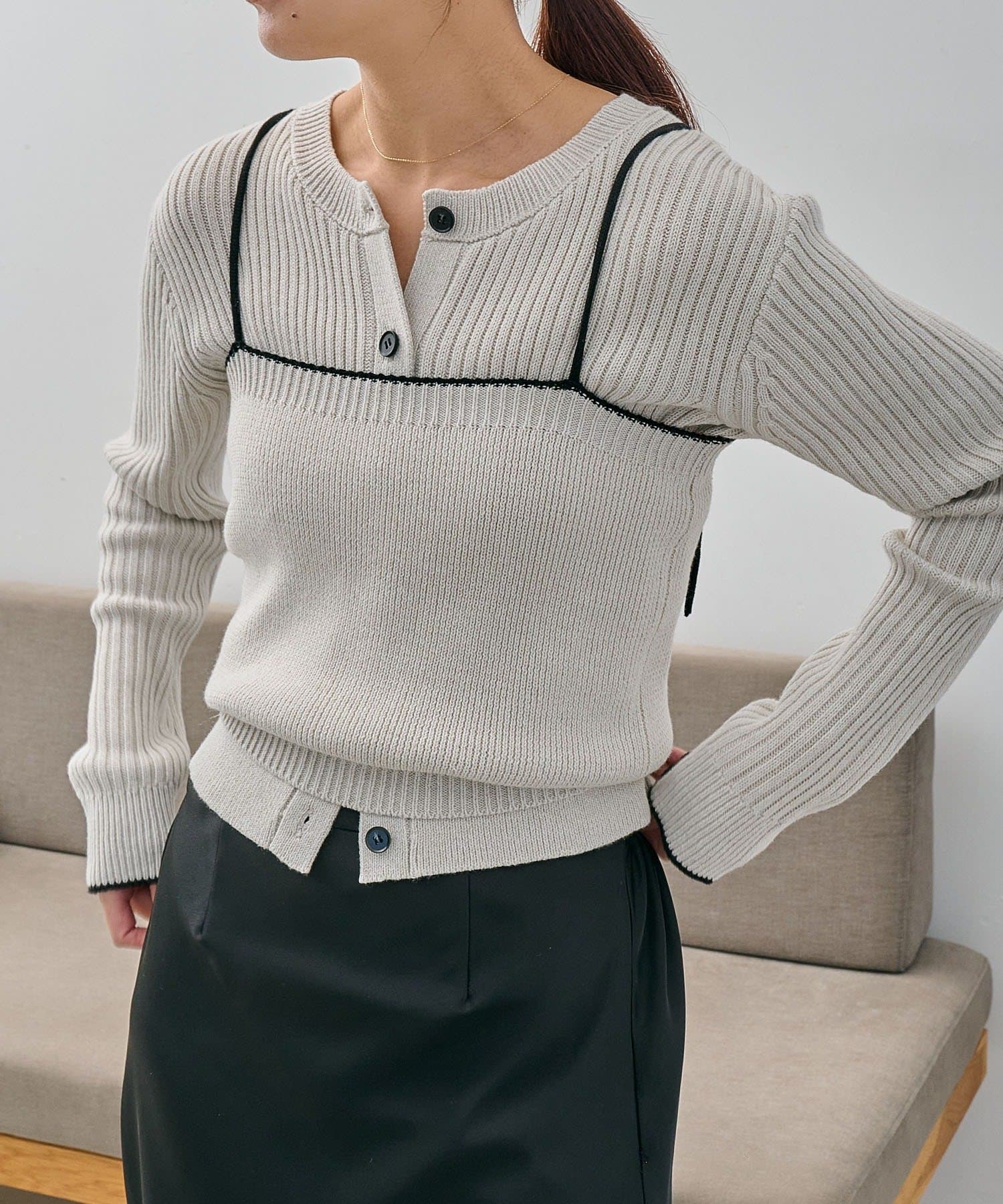 OUTLET(アウトレット) 【CAPRICIEUX LE'MAGE】メランジキャミSETカーディガン