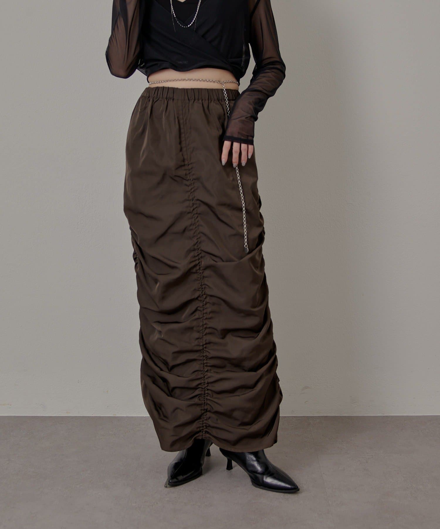 OUTLET(アウトレット) 【mline】ギャザーカーゴスカート