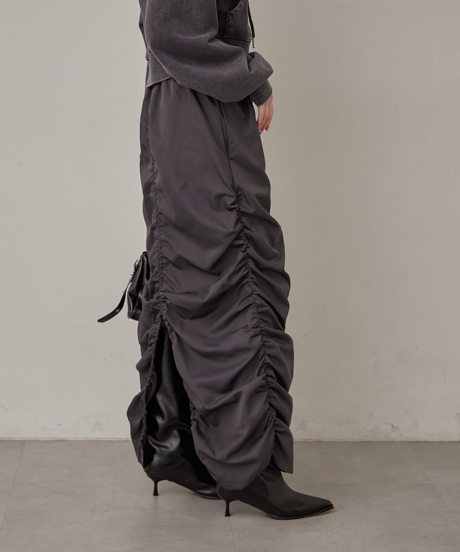 OUTLET(アウトレット) 【mline】ギャザーカーゴスカート