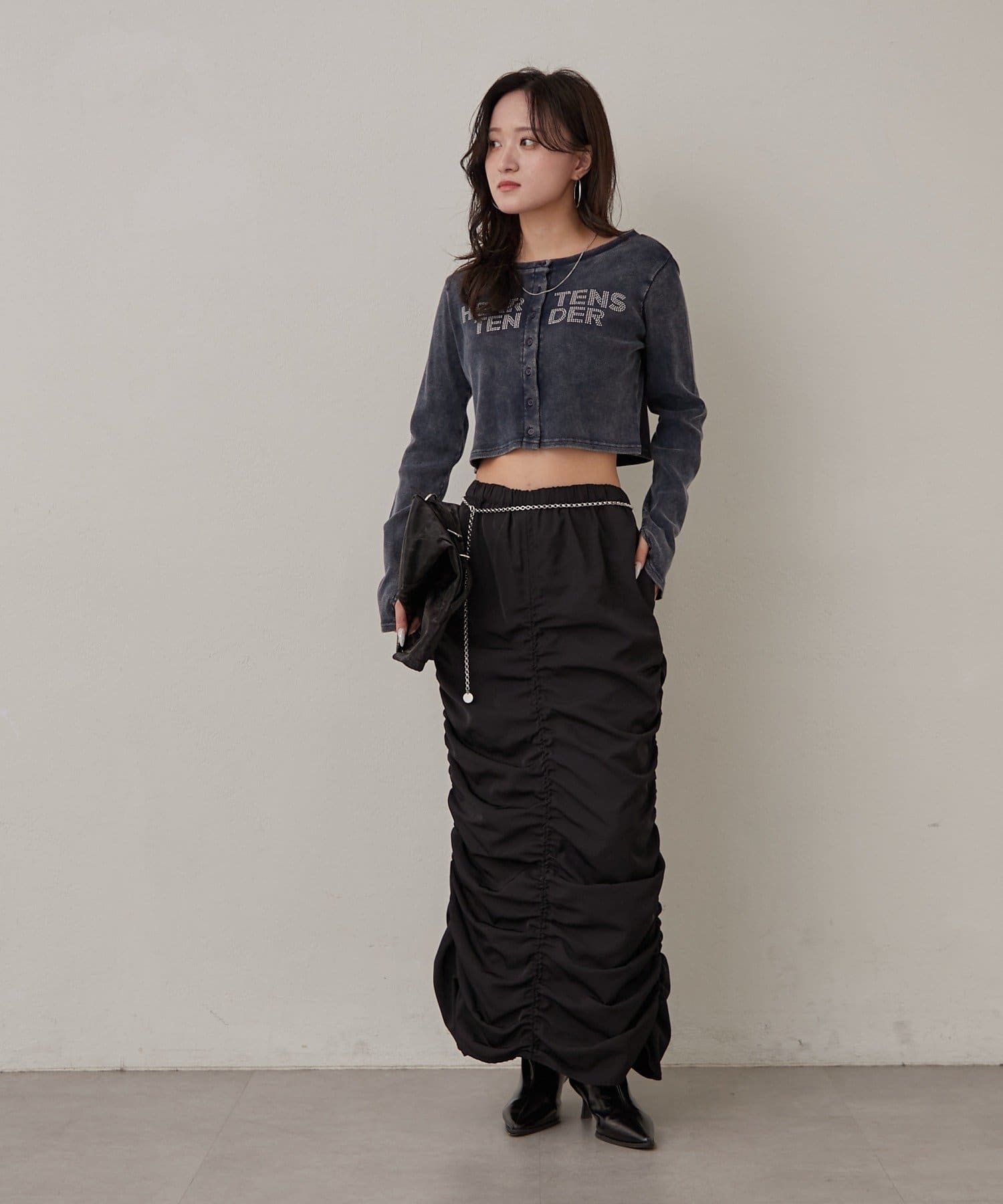 OUTLET(アウトレット) 【mline】ギャザーカーゴスカート