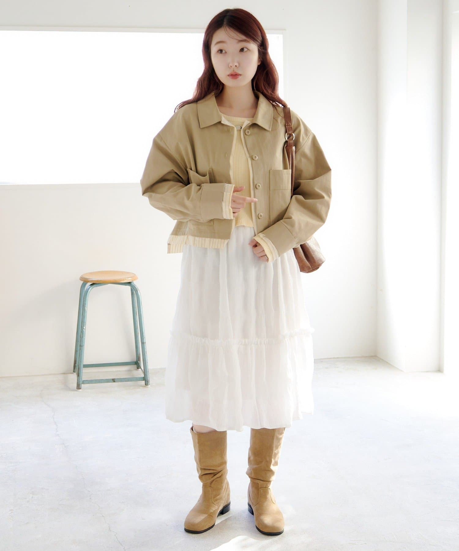 OUTLET(アウトレット) 【Kastane】レイヤードショートシャツジャケット