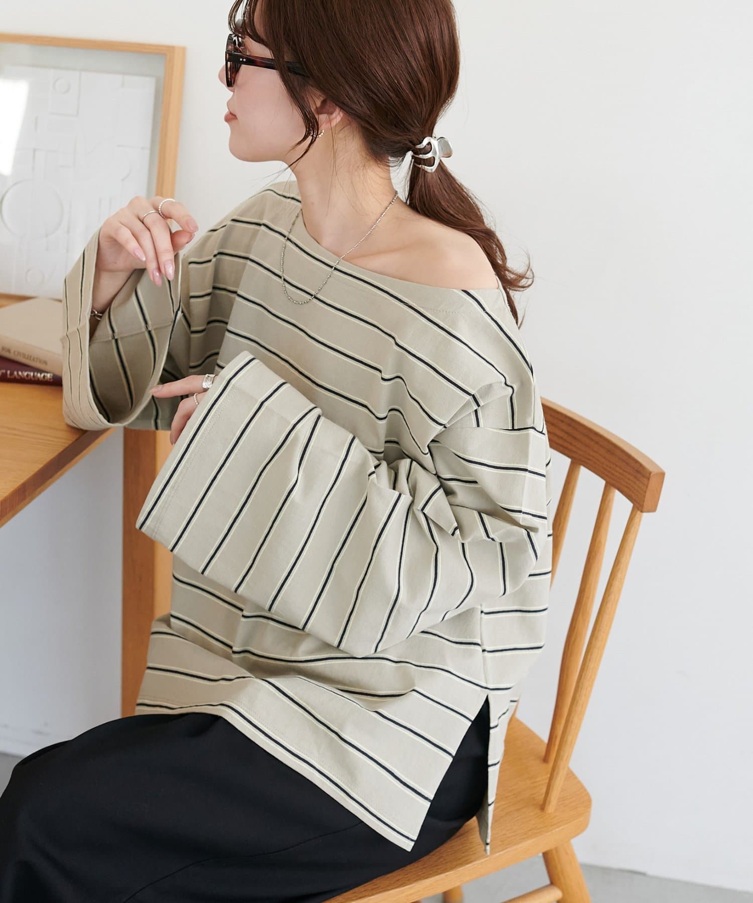 OUTLET(アウトレット) 【Discoat】2WAYワンショルボーダープルオーバー