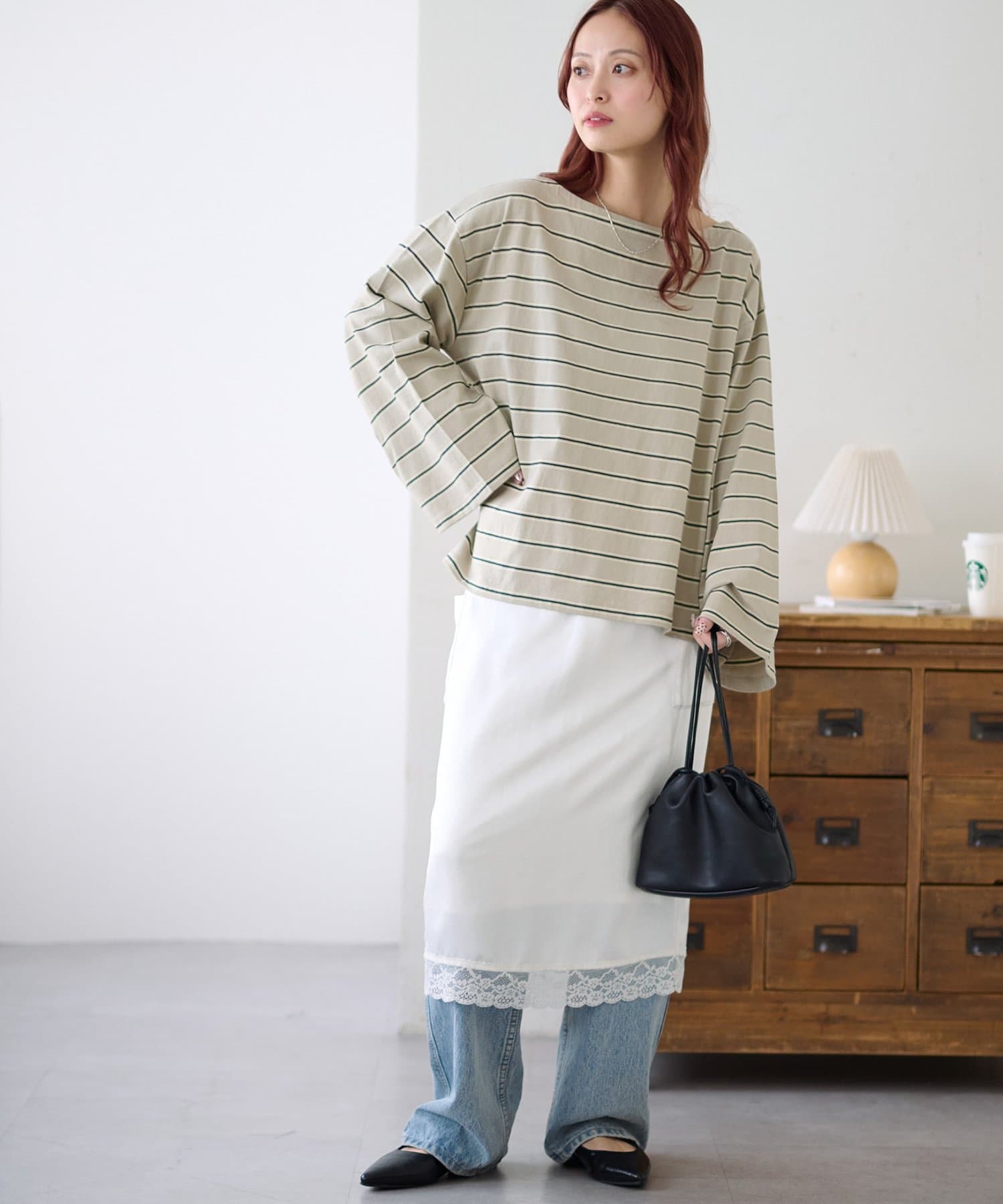 OUTLET(アウトレット) 【Discoat】2WAYワンショルボーダープルオーバー