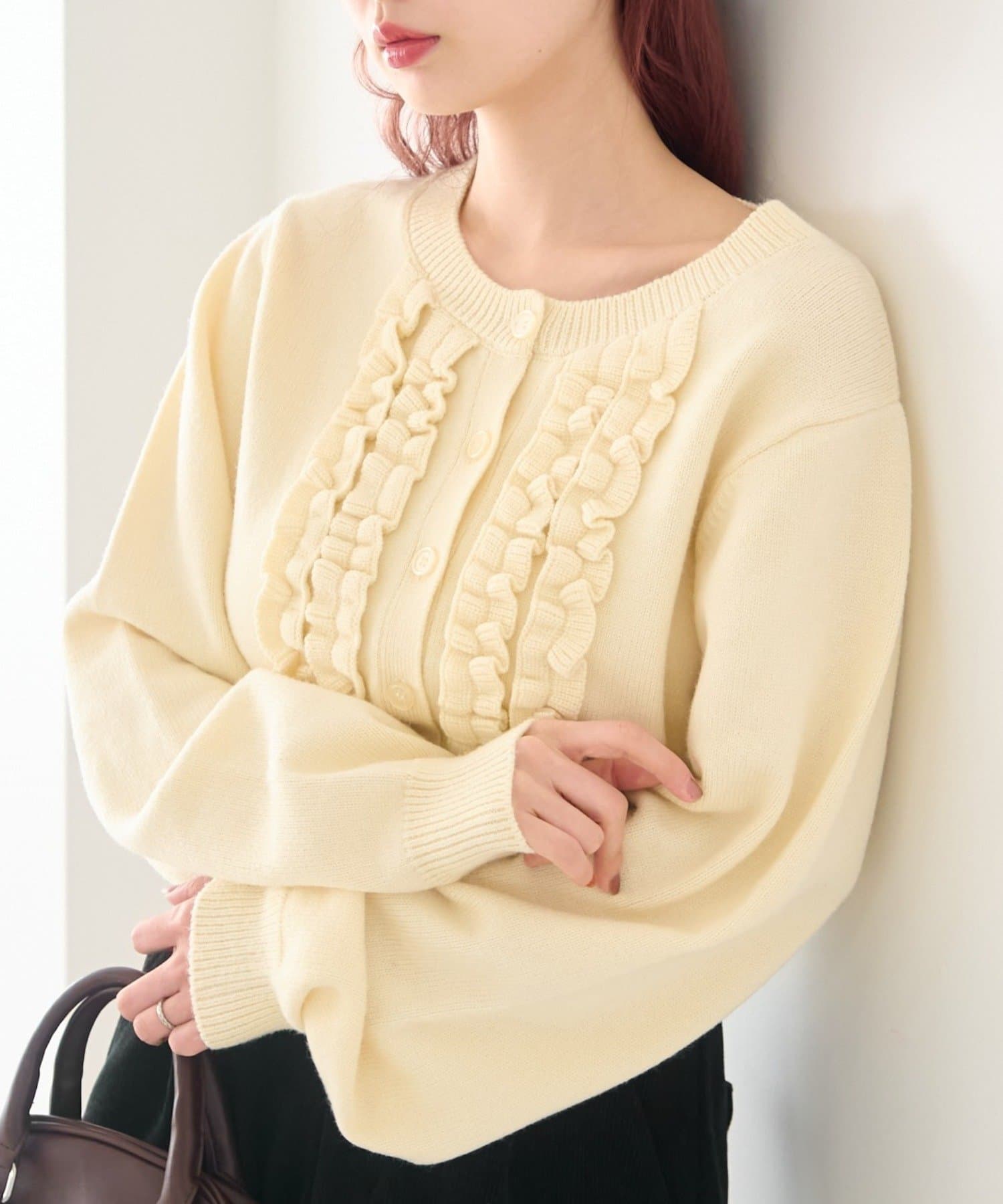 OUTLET(アウトレット) 【Kastane】フリルチビニットカーディガン