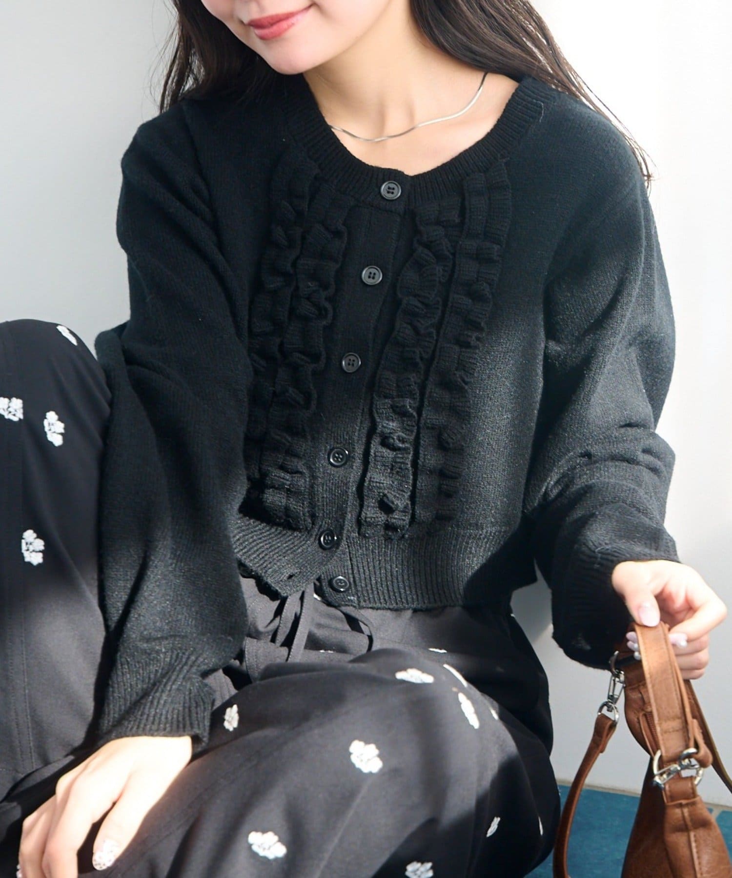 OUTLET(アウトレット) 【Kastane】フリルチビニットカーディガン