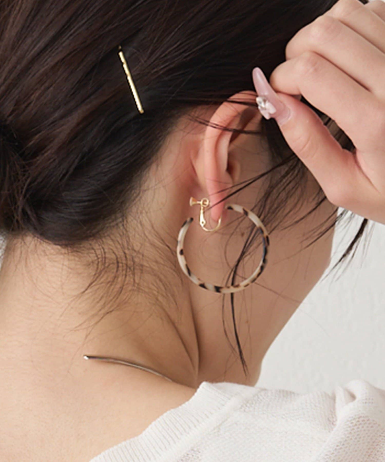 PUAL CE CIN(ピュアルセシン) べっ甲カラー フープ イヤリング