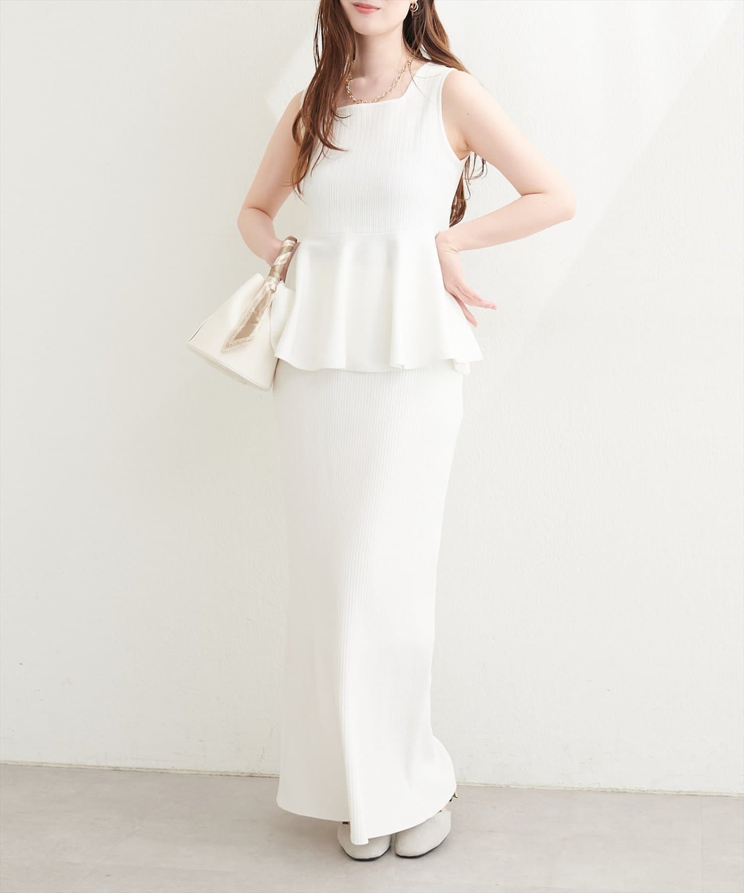 natural couture(ナチュラルクチュール) 【セットフェア対象】UVカット付きリブニットタイトスカート