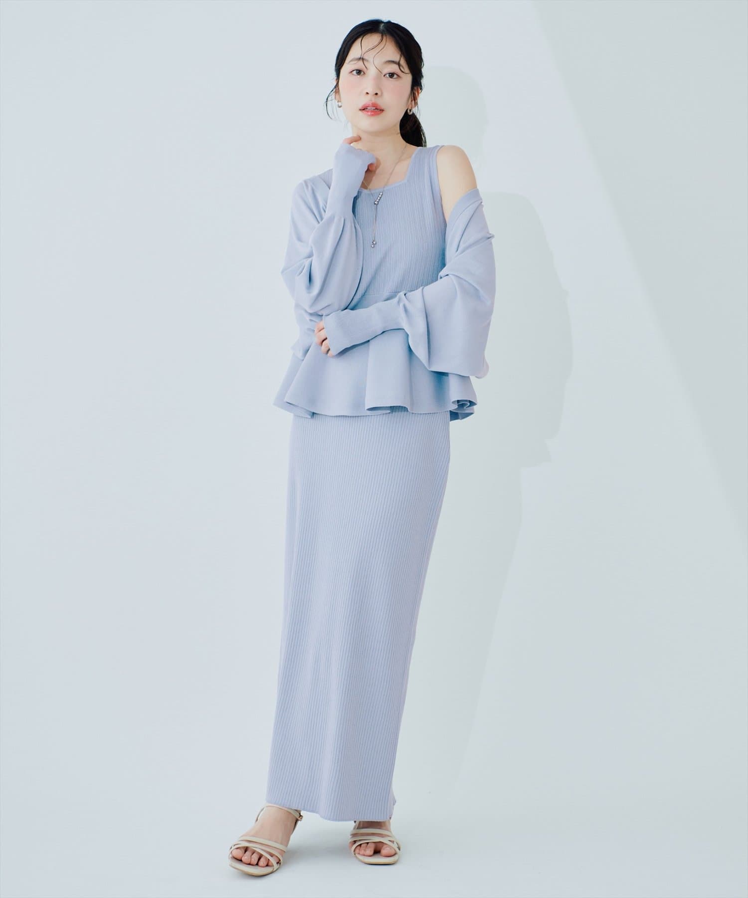 natural couture(ナチュラルクチュール) 【セットフェア対象】UVカット付きリブニットタイトスカート