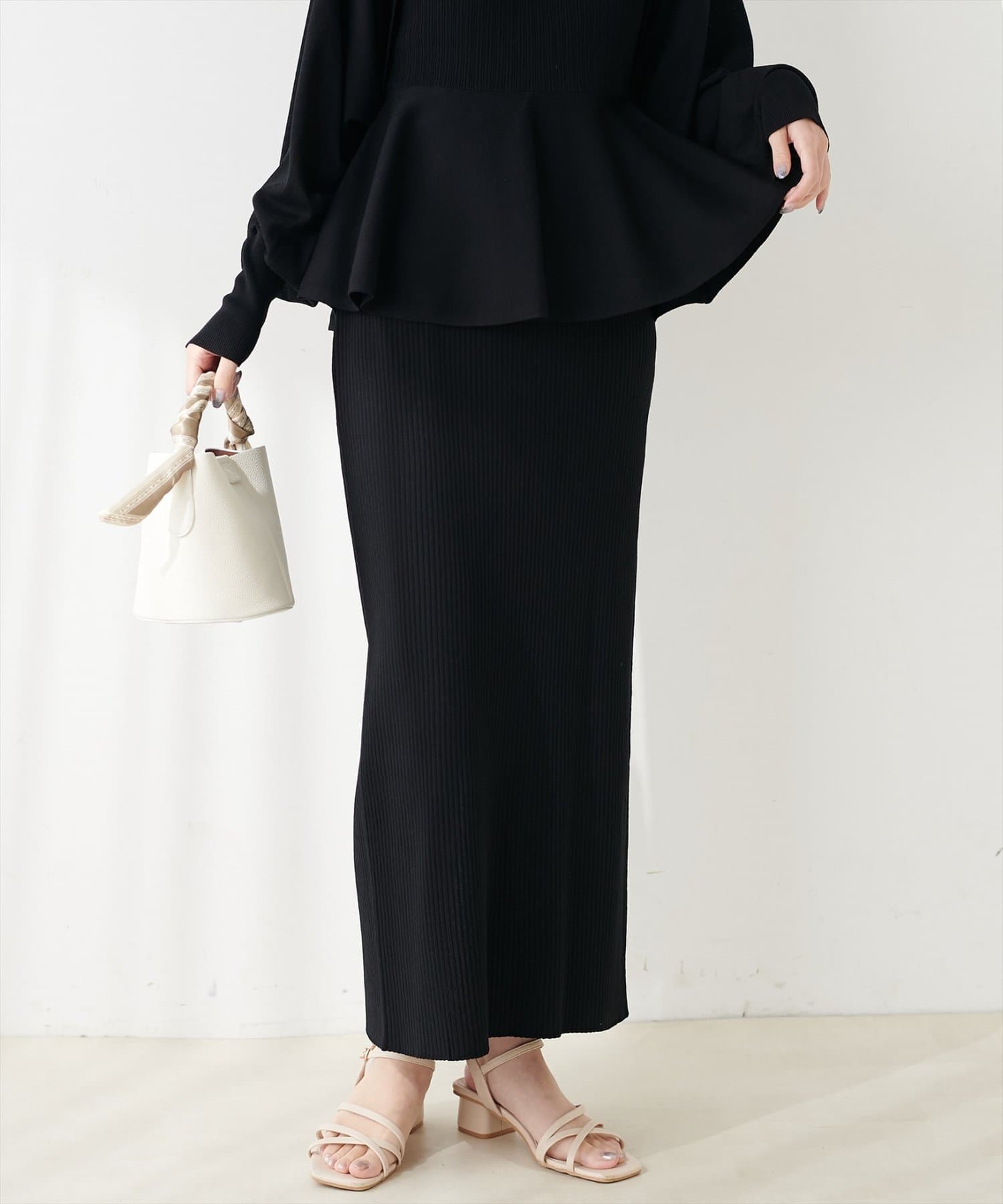 natural couture(ナチュラルクチュール) 【セットフェア対象】UVカット付きリブニットタイトスカート