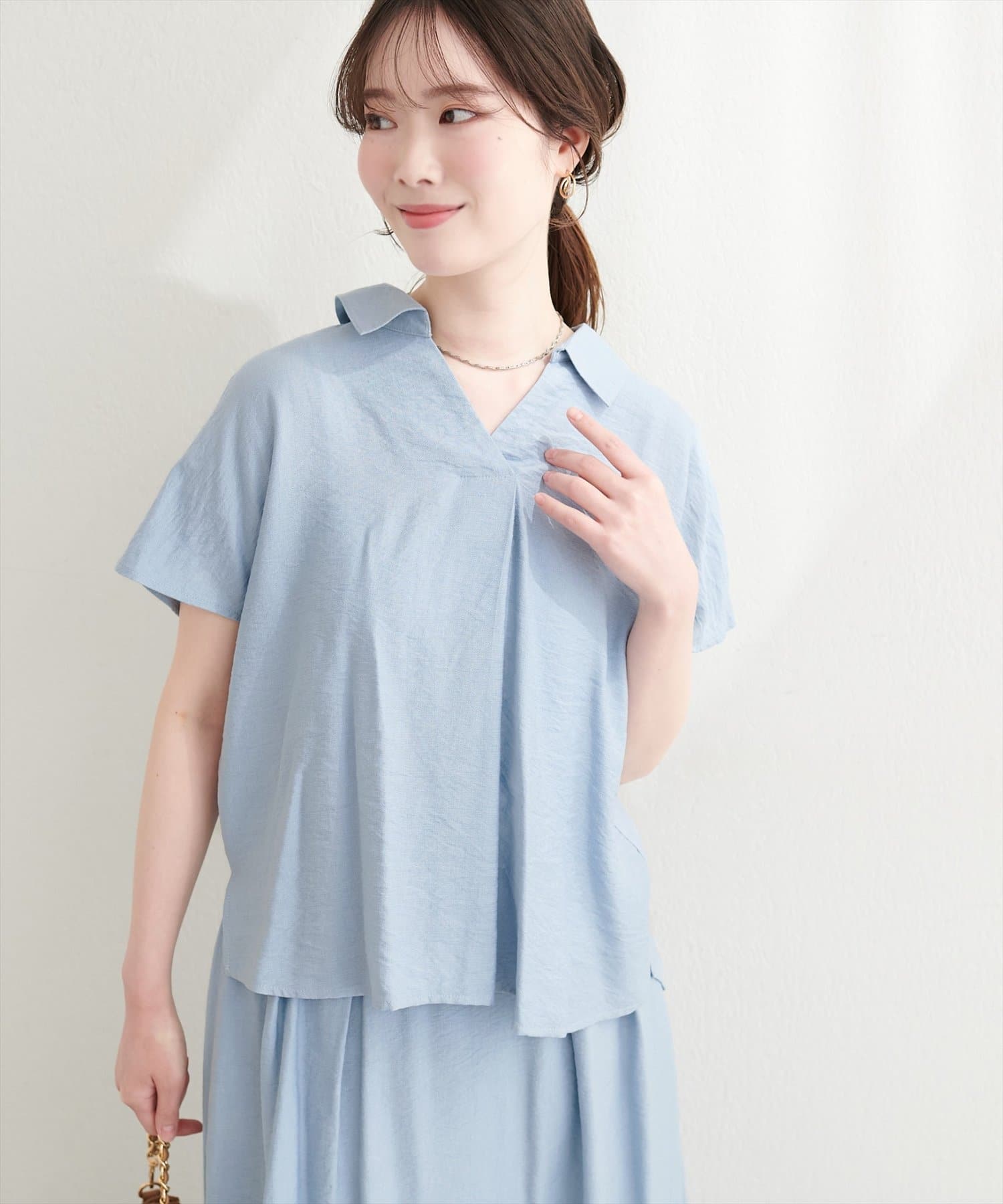 natural couture(ナチュラルクチュール) 【セットフェア対象】涼しげスキッパーブラウス