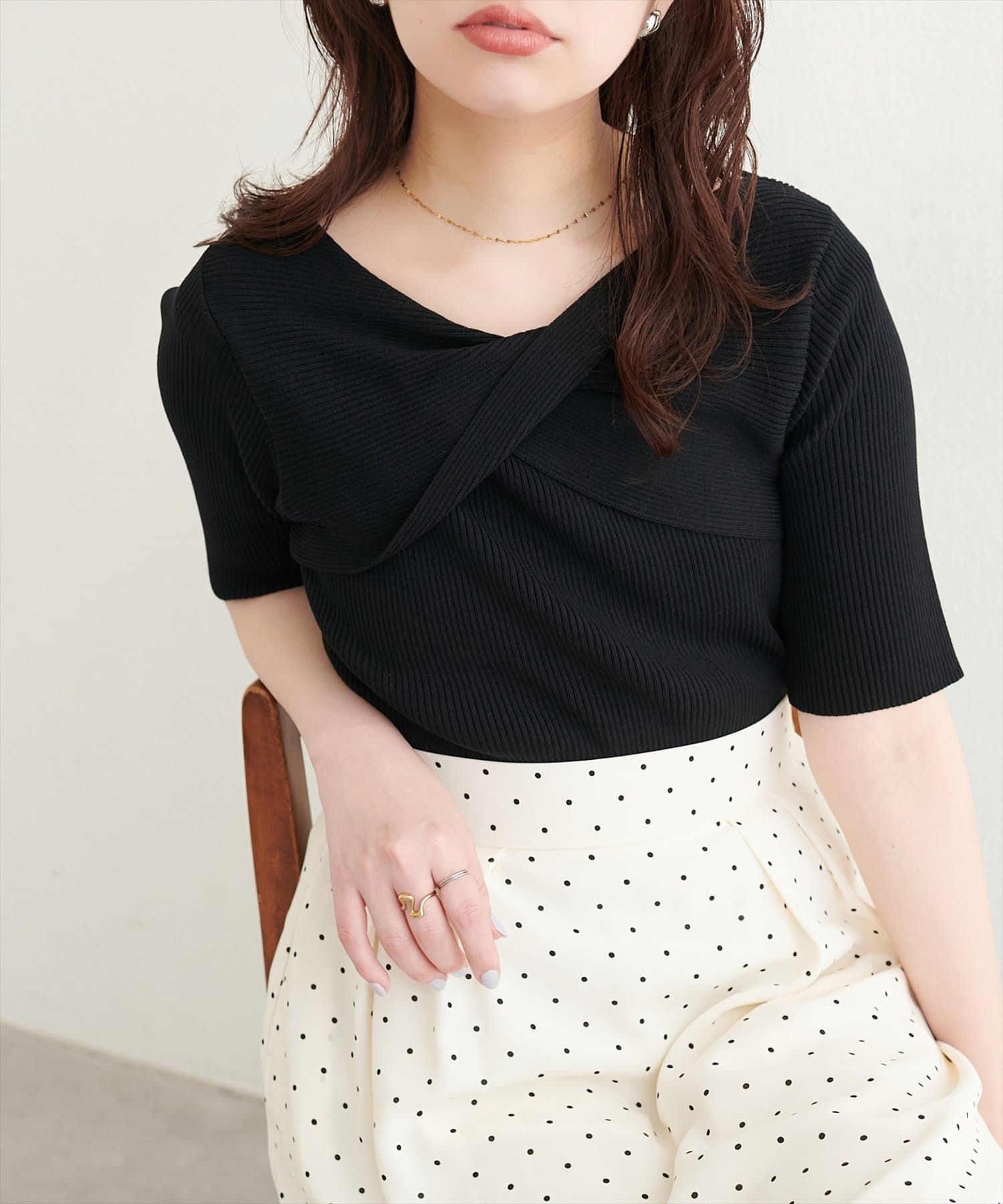 natural couture(ナチュラルクチュール) 【セットフェア対象】ねじりデザインニット