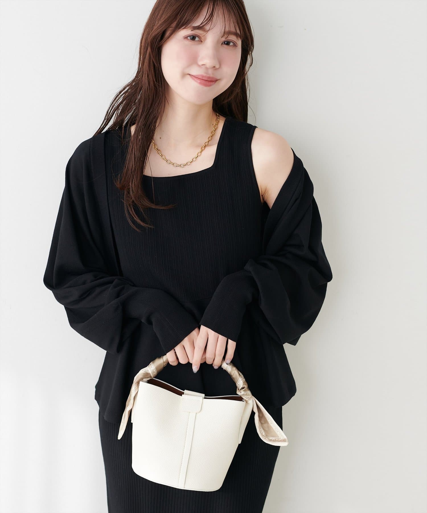 natural couture(ナチュラルクチュール) 【セットフェア対象】UVカット付きボレロ×ペプラムニットSET