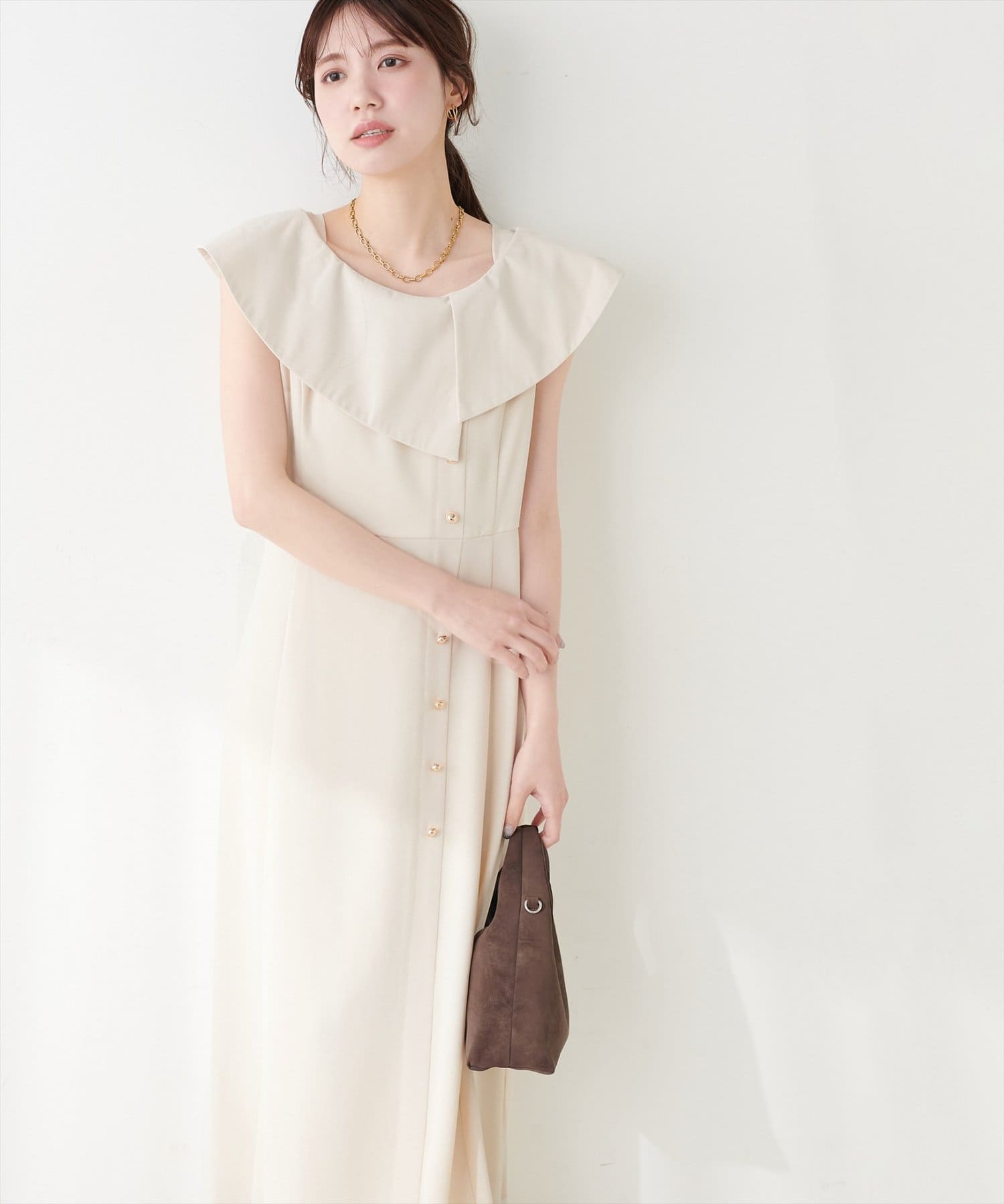 natural couture(ナチュラルクチュール) 【セットフェア対象】アシメカラーオフショル風ワンピース