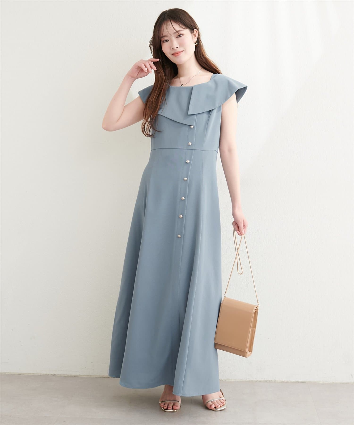 natural couture(ナチュラルクチュール) 【セットフェア対象】アシメカラーオフショル風ワンピース