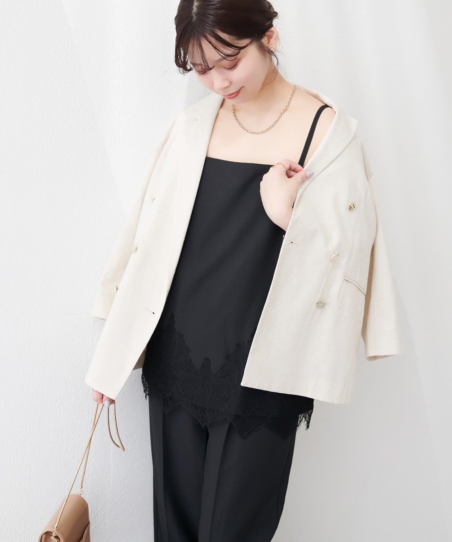 natural couture(ナチュラルクチュール) 〈osono〉レイヤード風サロペ