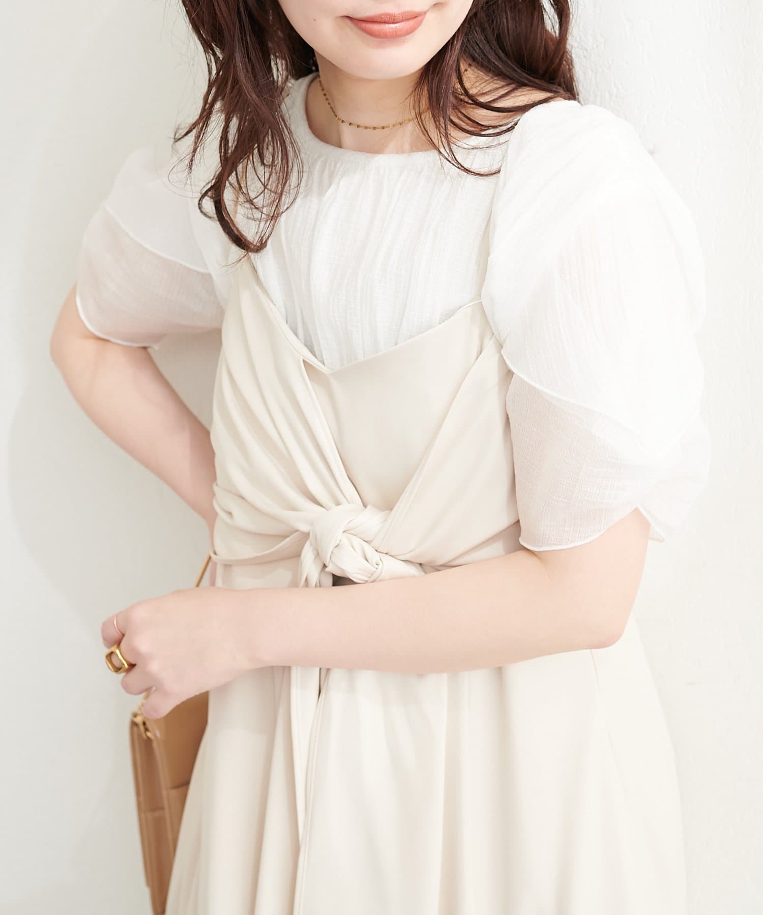 natural couture(ナチュラルクチュール) 〈osono〉ねじり袖ペプラムチュニック