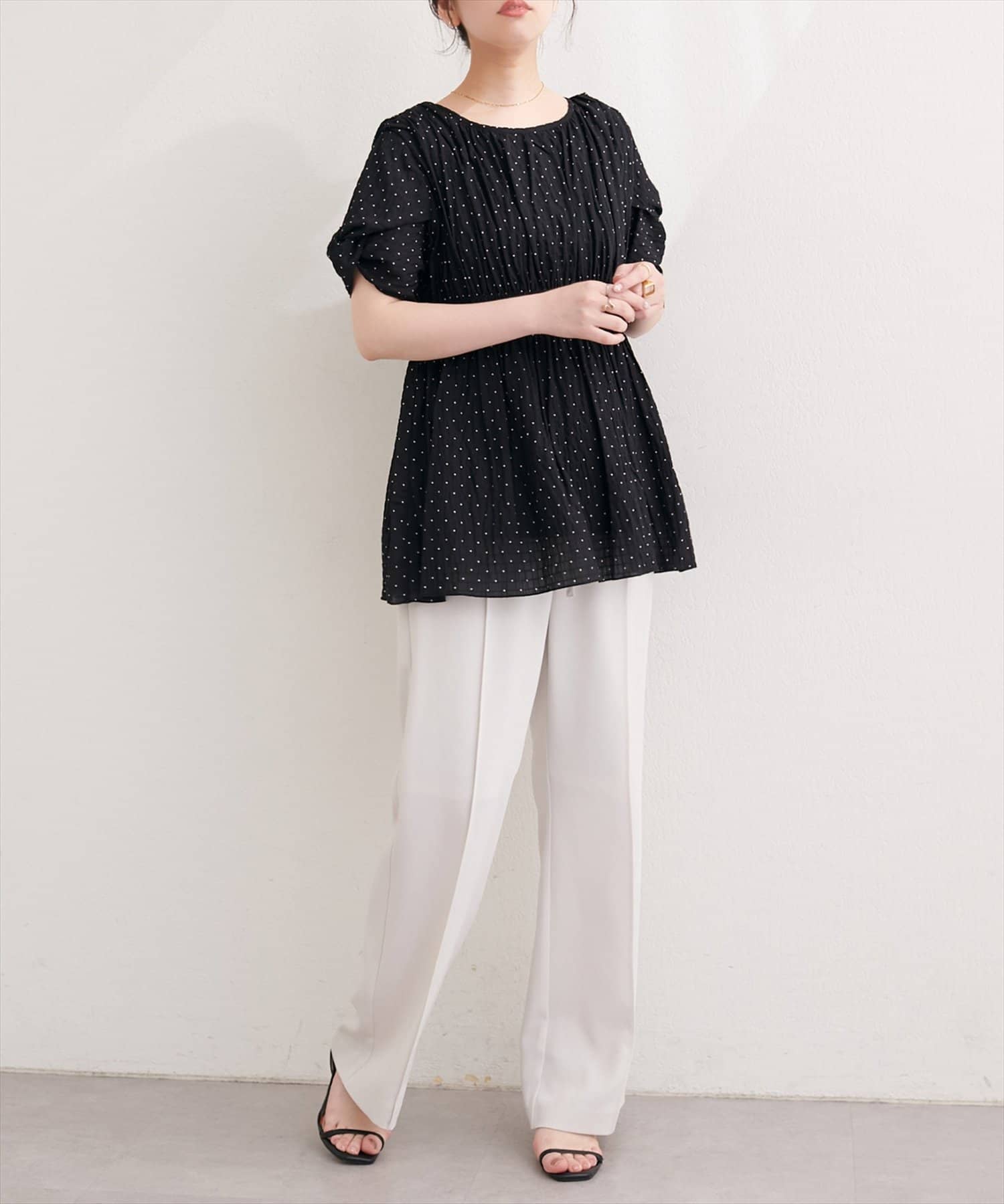 natural couture(ナチュラルクチュール) 〈osono〉ねじり袖ペプラムチュニック