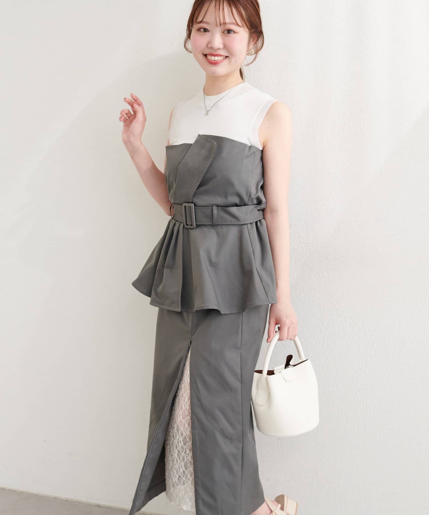 natural couture(ナチュラルクチュール) 〈mizumami〉ニット×ビスチェドッキングTOPS