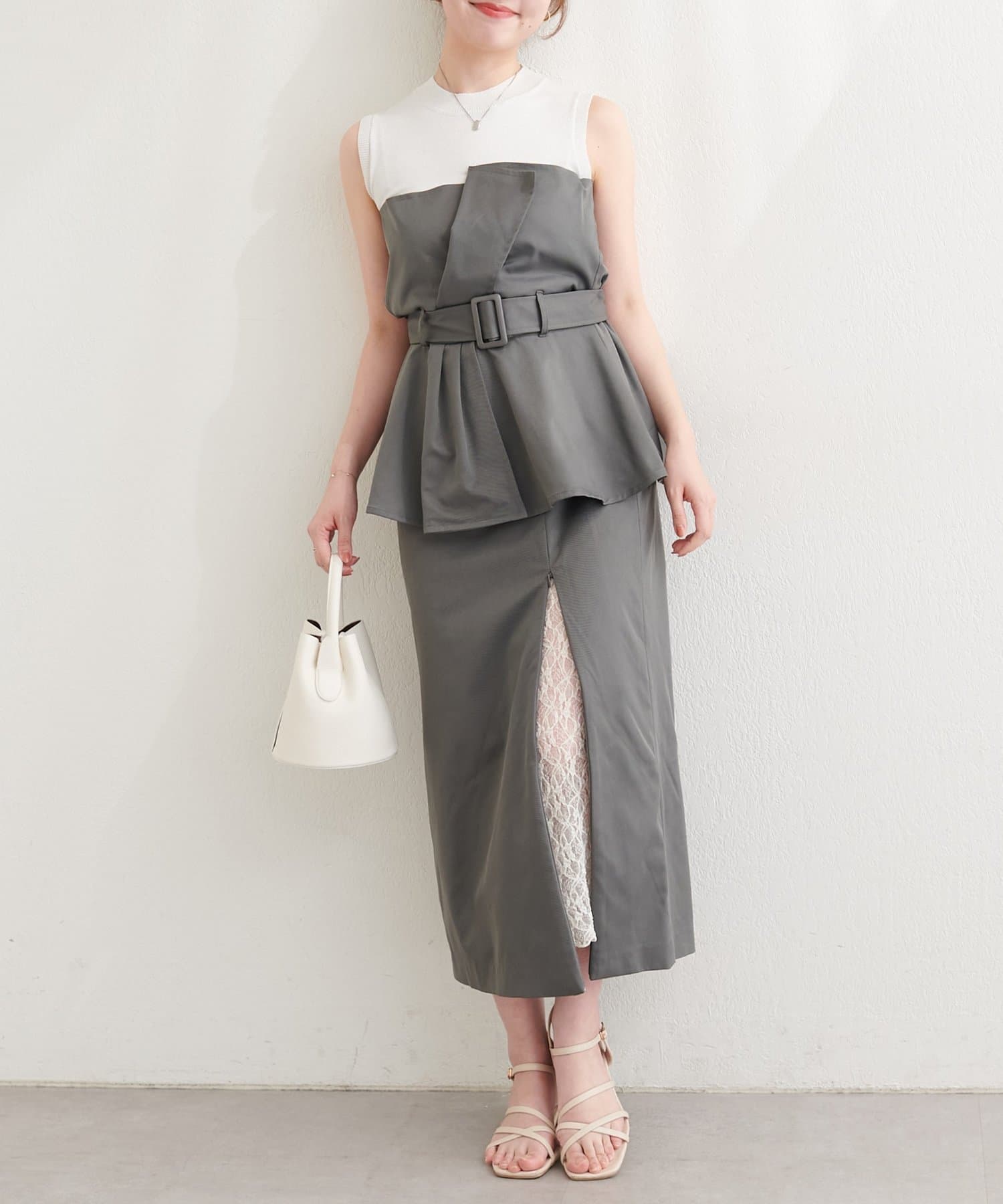 natural couture(ナチュラルクチュール) 〈mizumami〉ニット×ビスチェドッキングTOPS