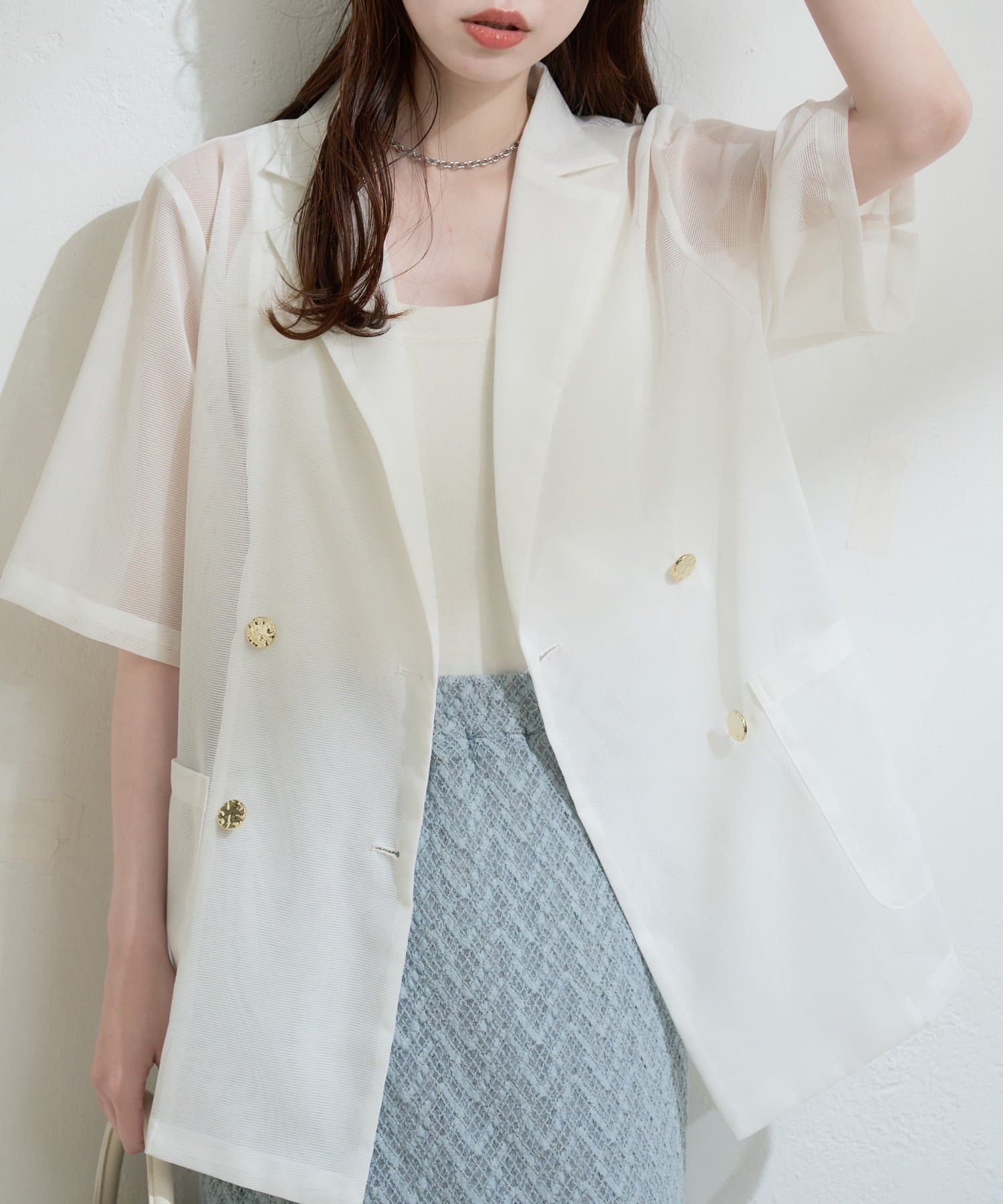 natural couture(ナチュラルクチュール) 〈ako〉半袖メッシュジャケット