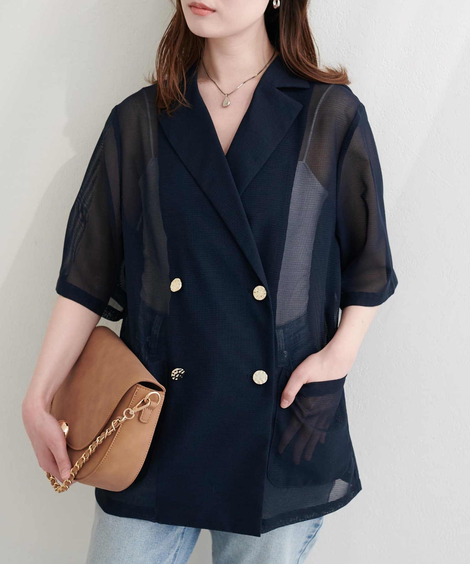 natural couture(ナチュラルクチュール) 〈ako〉半袖メッシュジャケット