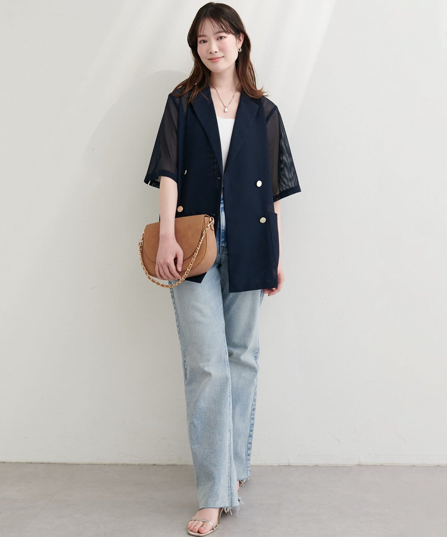 natural couture(ナチュラルクチュール) 〈ako〉半袖メッシュジャケット