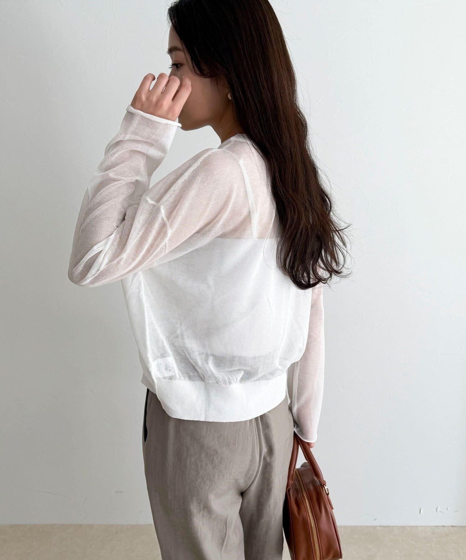 FREDY & GLOSTER(フレディ アンド グロスター) 刺繍入りシアーニットカーディガン